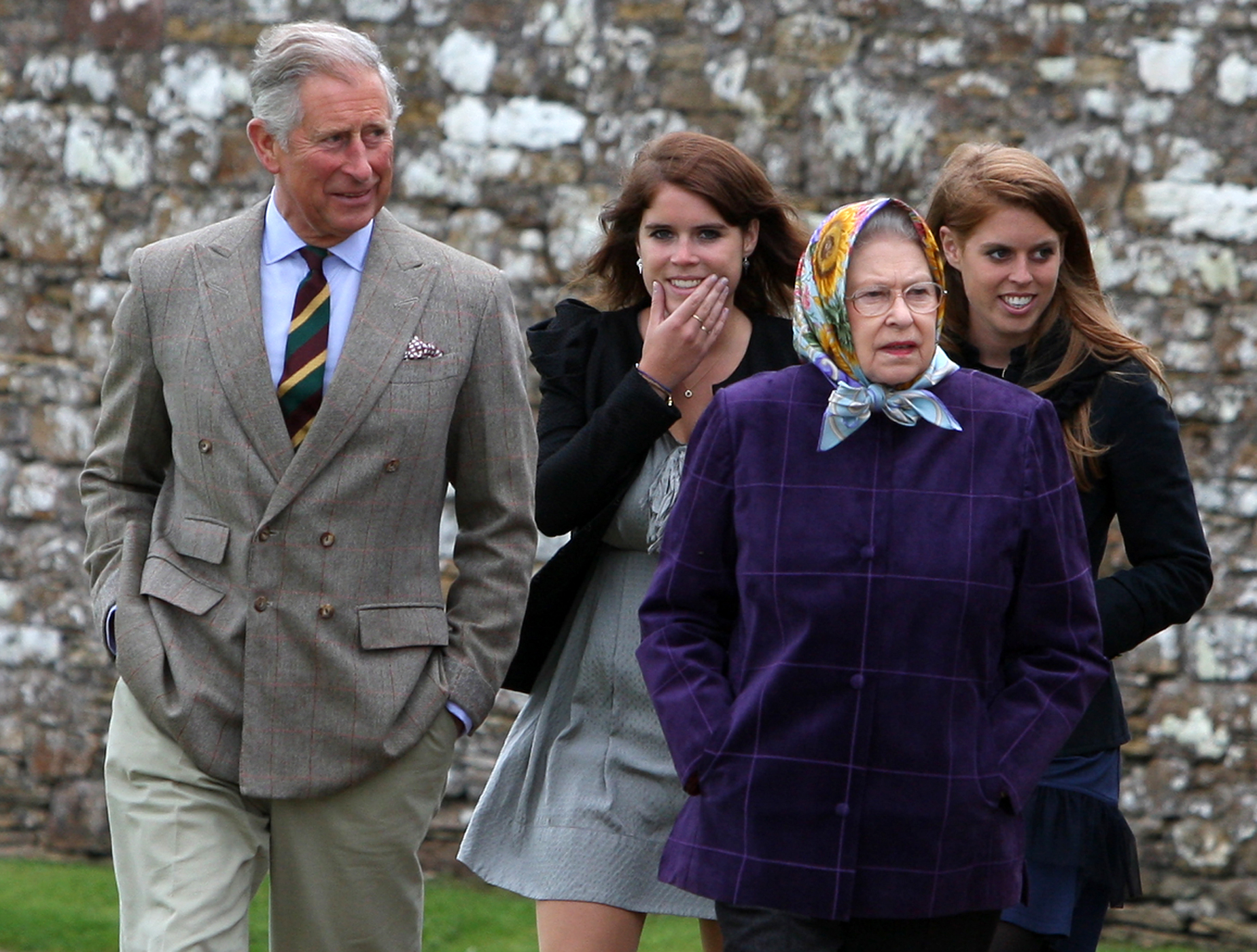 Queen Elizabeth II, Prince Charles, Princess Eugenie, and Princess Beatrice