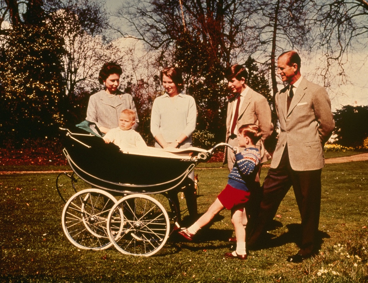  Queen Elizabeth II  and Prince Philip with their children  Prince Charles, Prince Andrew, Prince Edward, and Princess Anne