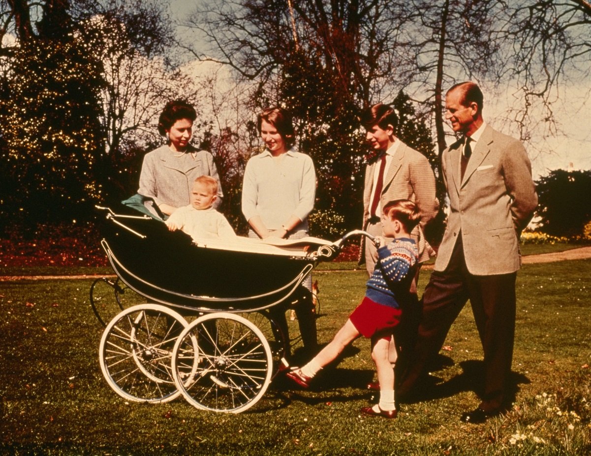 Queen Elizabeth II  and Prince Philip with their children  Prince Charles, Prince Andrew, Prince Edward, and Princess Anne
