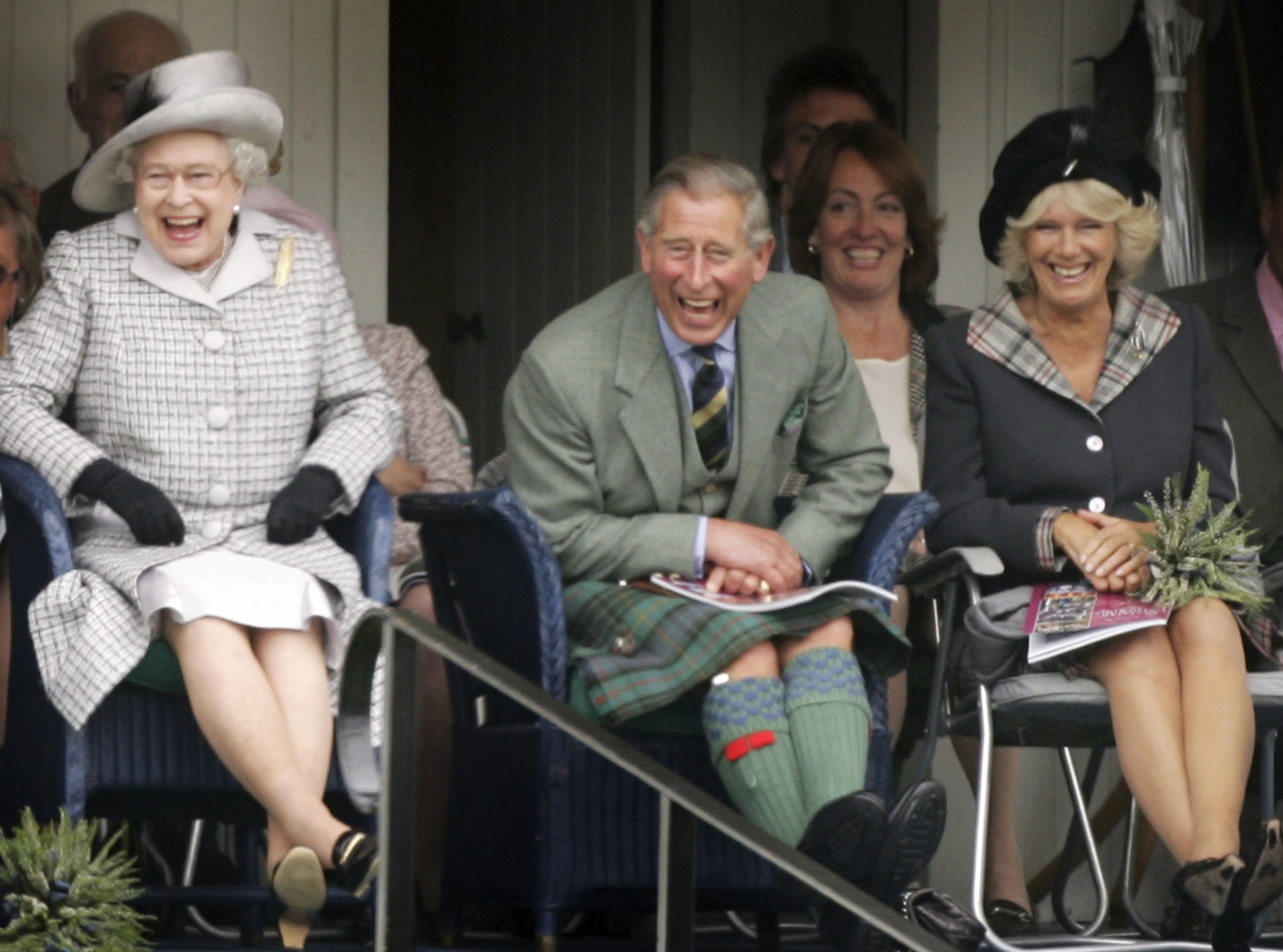 Queen Elizabeth, Prince Charles, and Camilla Parker Bowles