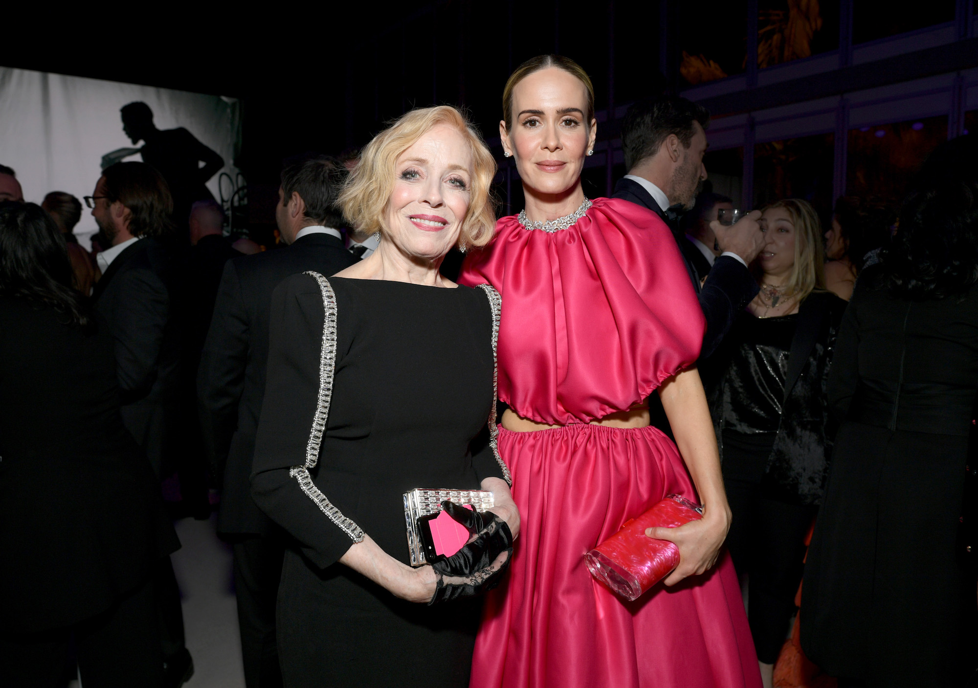 (L-R) Holland Taylor and Sarah Paulson smiling