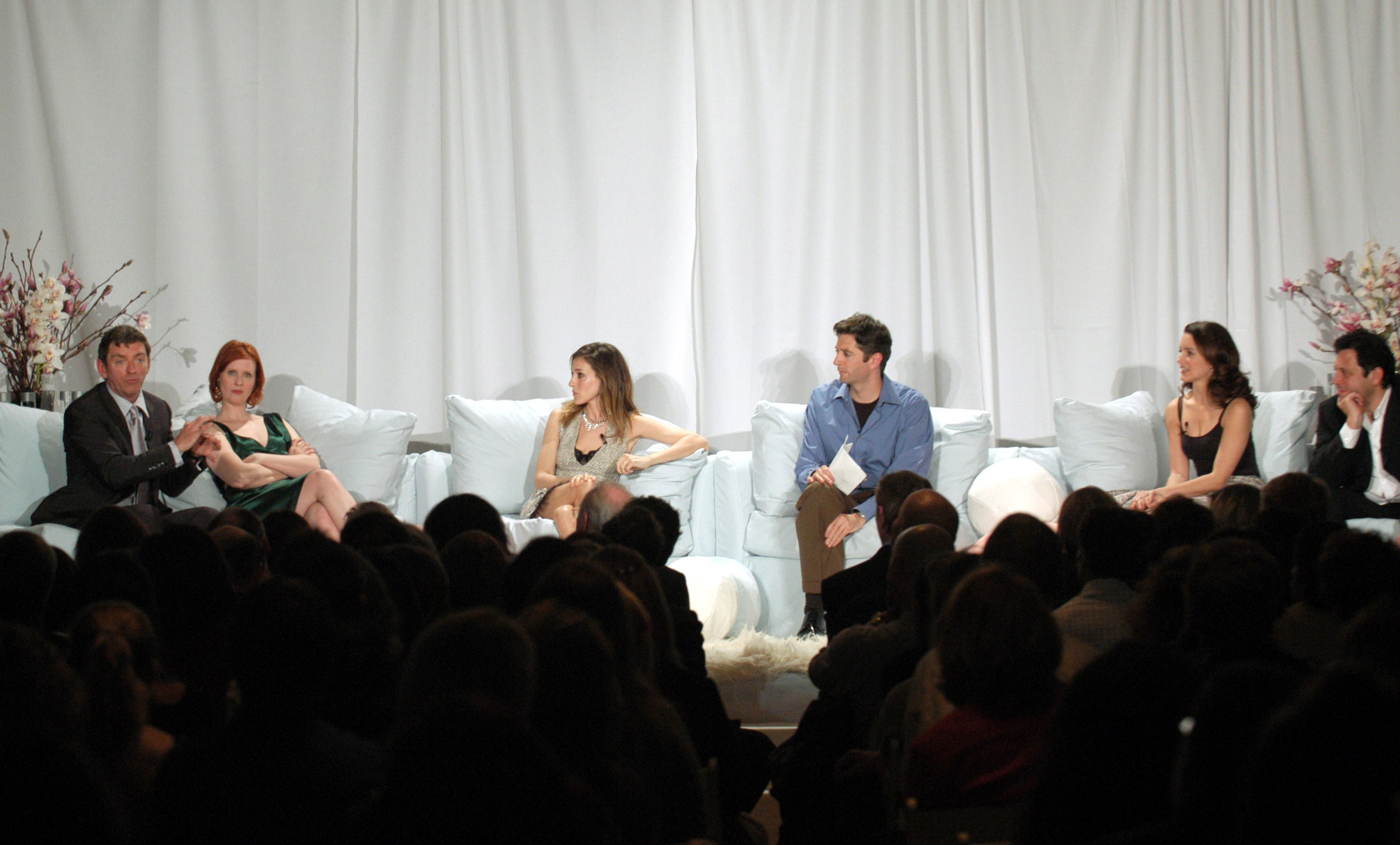 Michael Patrick King, Cynthia Nixon, Sarah Jessica Parker, Kristin Davis and Darren Star sit with moderator Dan Sneirson for a behind the scenes look at 'Sex and the City' 