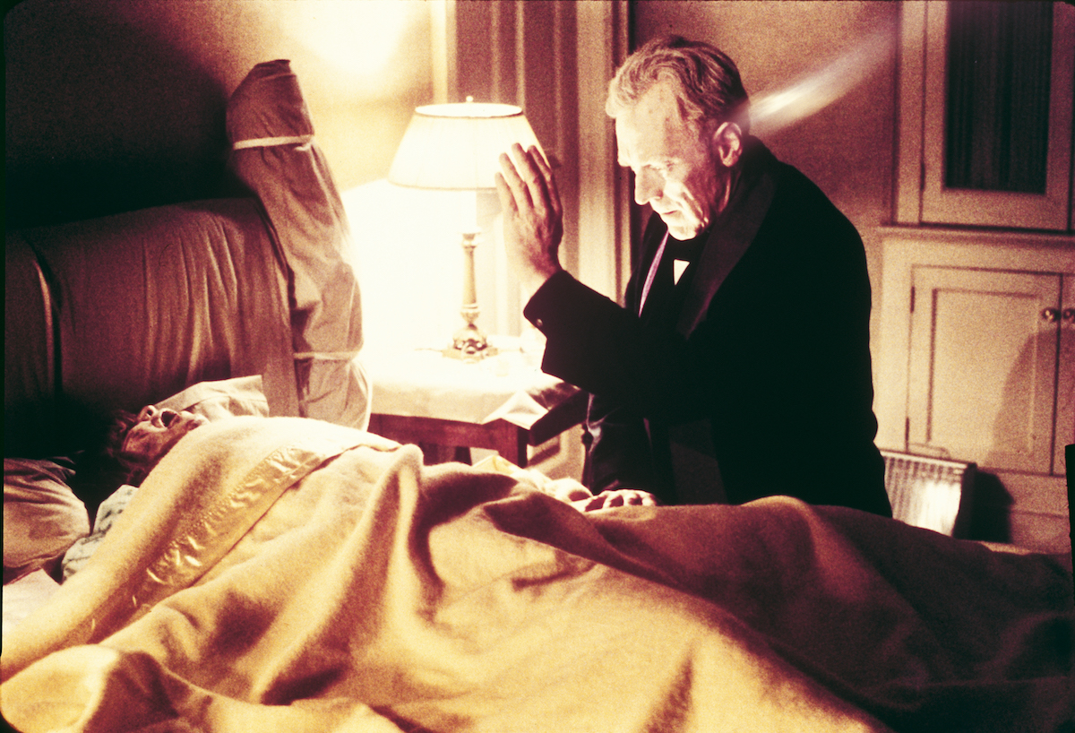 Max von Sydow blessing American actress Linda Blair in The Exorcist