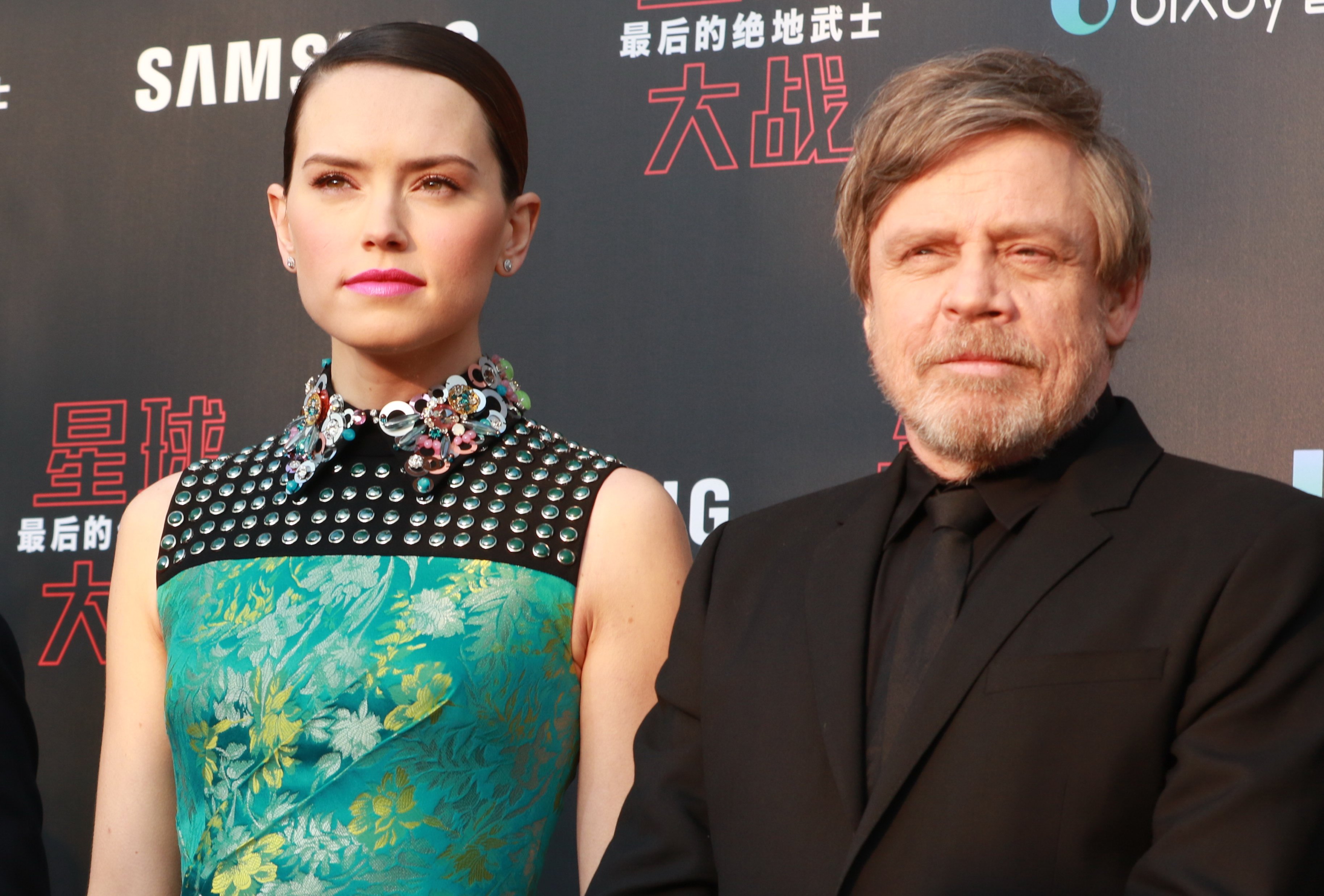 Actor Mark Hamill and actress Daisy Ridley of 'Star Wars: The Last Jedi'  