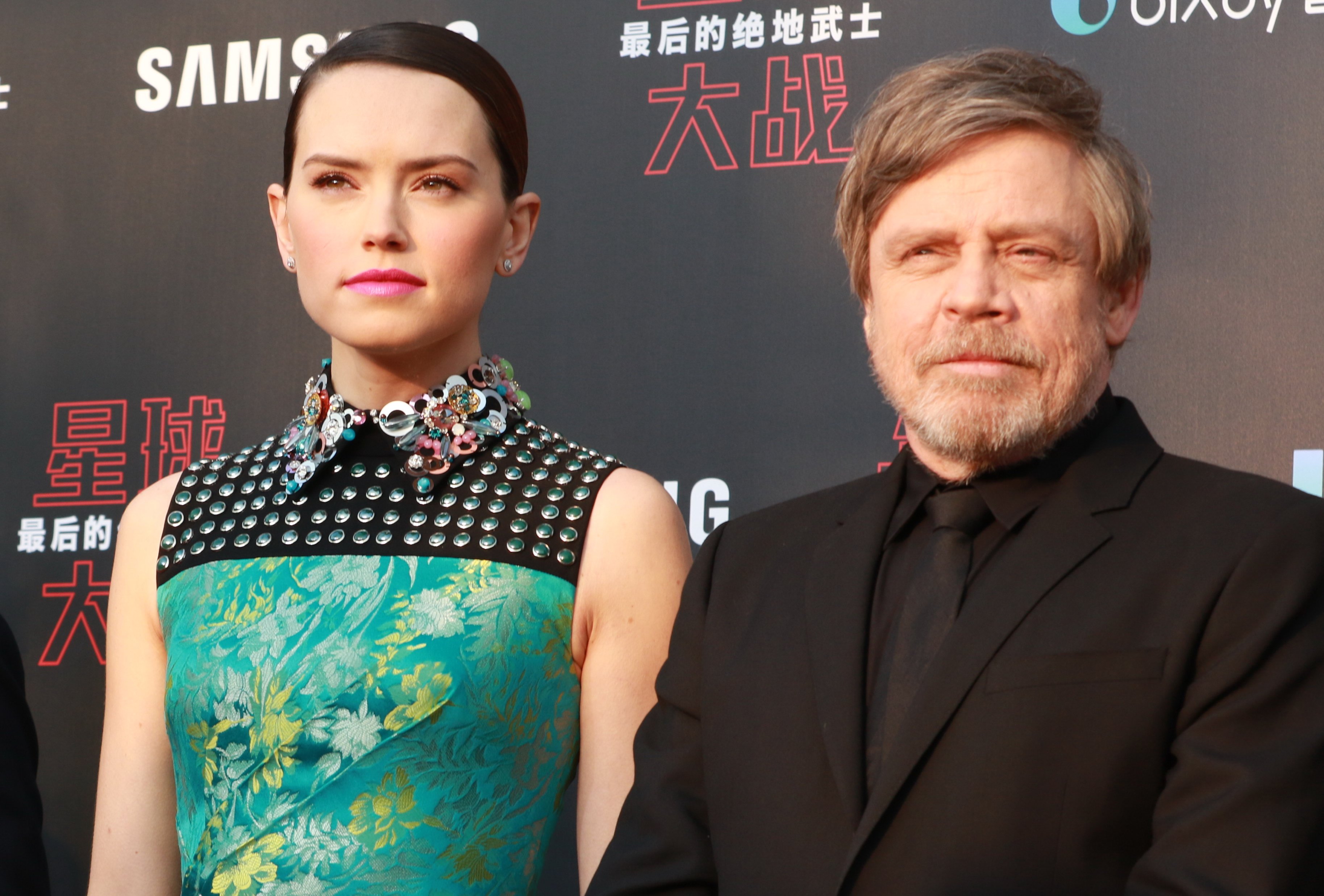 Actor Mark Hamill and actress Daisy Ridley of 'Star Wars: The Last Jedi'
