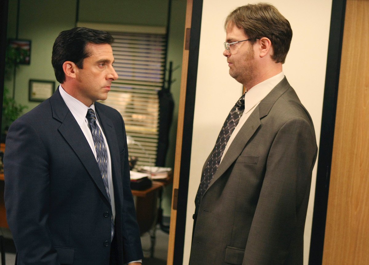Steve Carell as Michael Scott and Rainn Wilson as Dwight Schrute on 'The Office' 