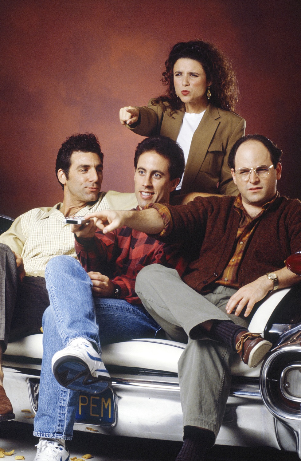 Michael Richards as Cosmo Kramer, Jerry Seinfeld as Jerry Seinfeld, Julia Louis-Dreyfus as Elaine Benes and Jason Alexander as George Costanza