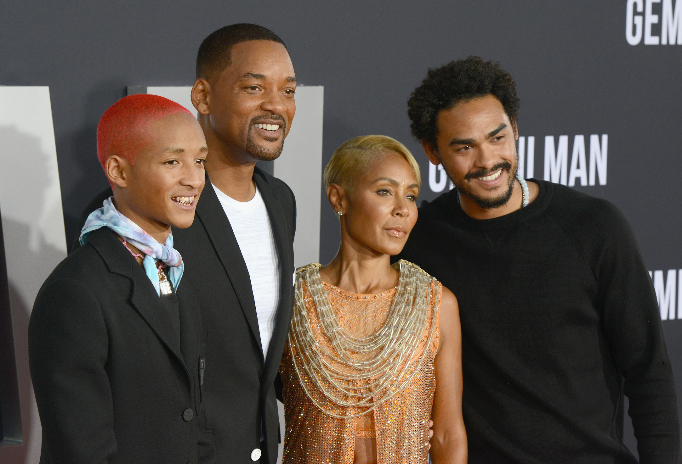 (L-R) Jaden Smith, Willow Smith, Will Smith, Jada Pinkett Smith, and Trey Smith attend the 'After Earth' premiere