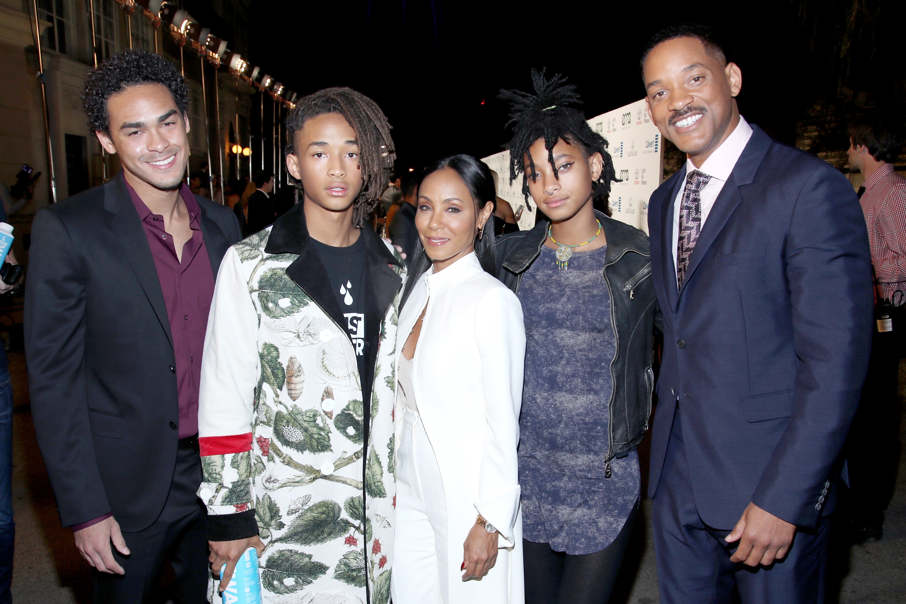 Actors Trey Smith and Jaden Smith and Jada Pinkett Smith,  singer Willow Smith and actor Will Smith