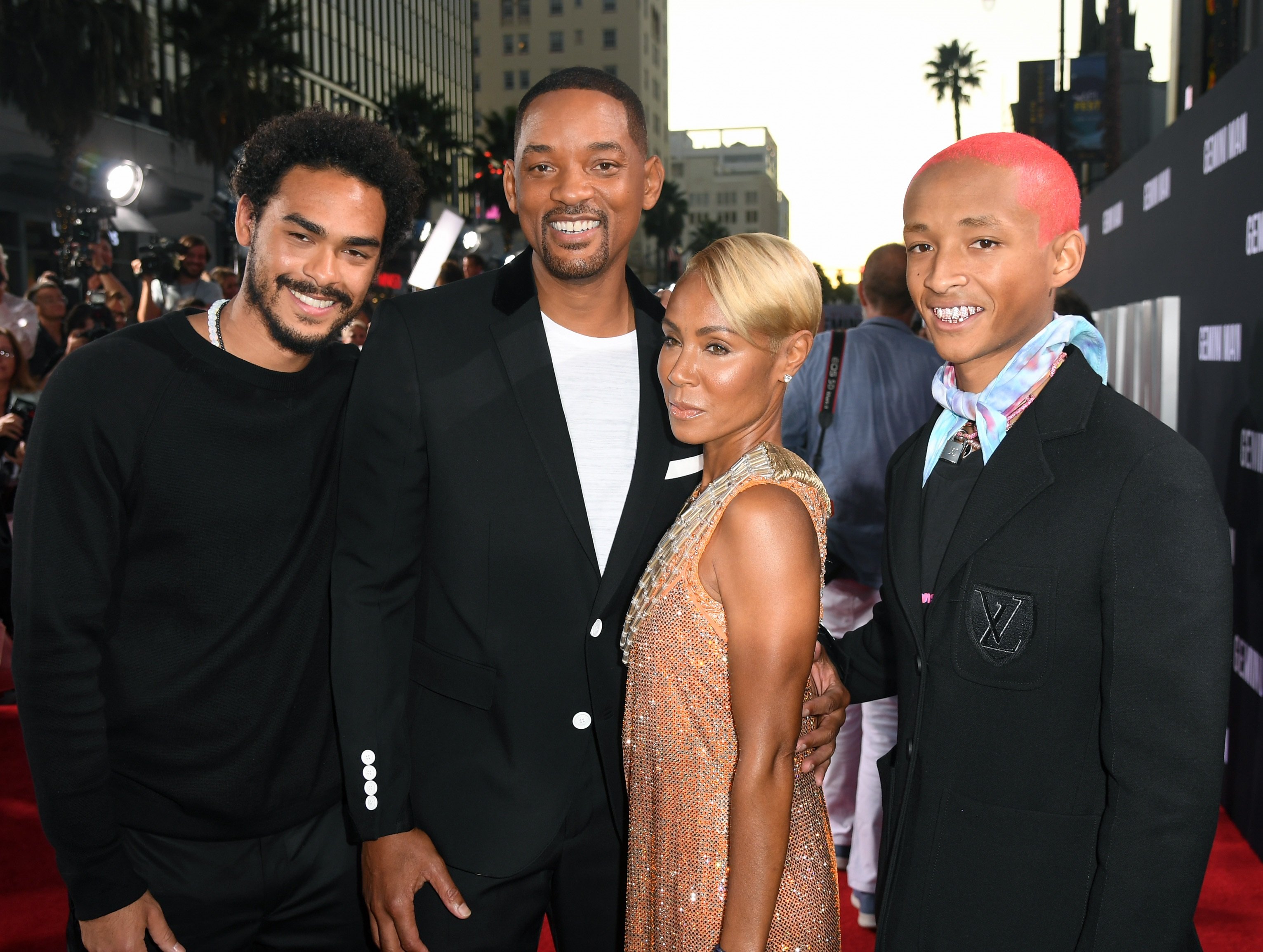 Trey Smith, Will Smith, Jada Pinkett Smith, and Jaden Smith