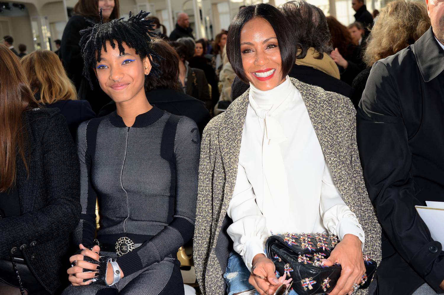 Jada Pinkett Smith and her daughter Willow Smith attend the Chanel show as part of the Paris Fashion Week Womenswear Fall/Winter 2016/2017 on March 8, 2016 in Paris, France.
