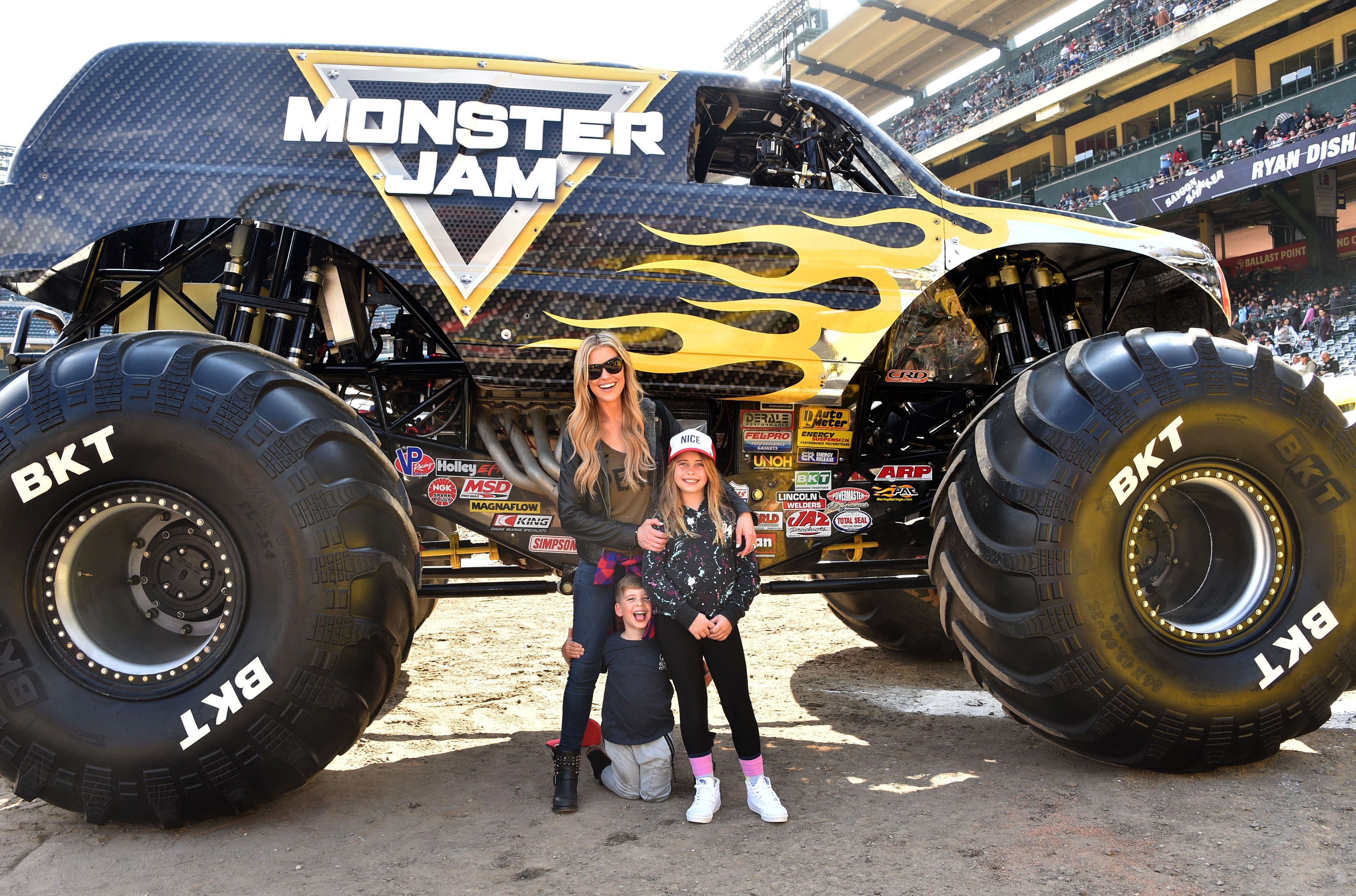 Christina Anstead and her kids with Monster Truck