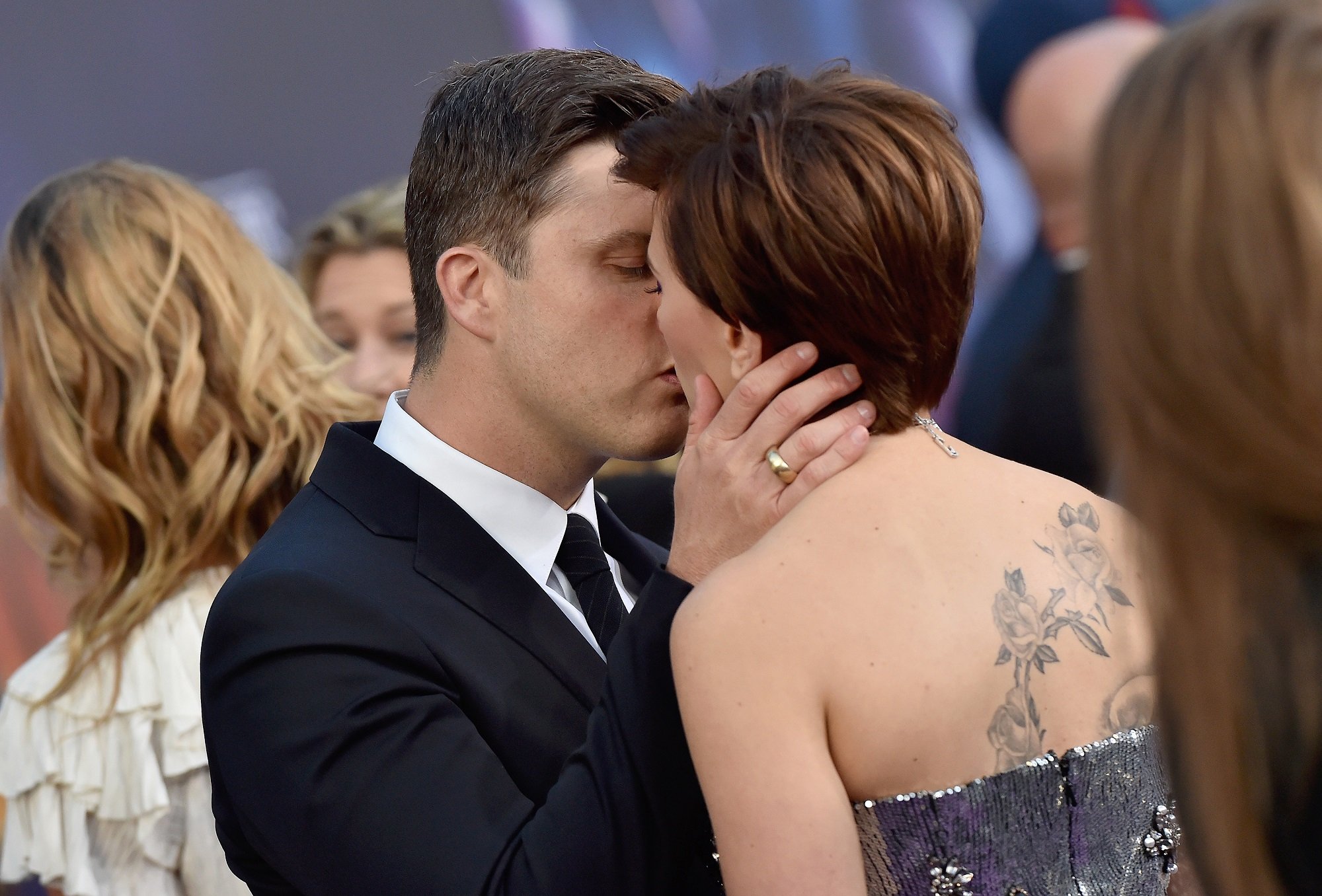 Scarlett Johansson and Colin Jost attend the premiere of Disney and Marvel's 'Avengers: Infinity War' on April 23, 2018