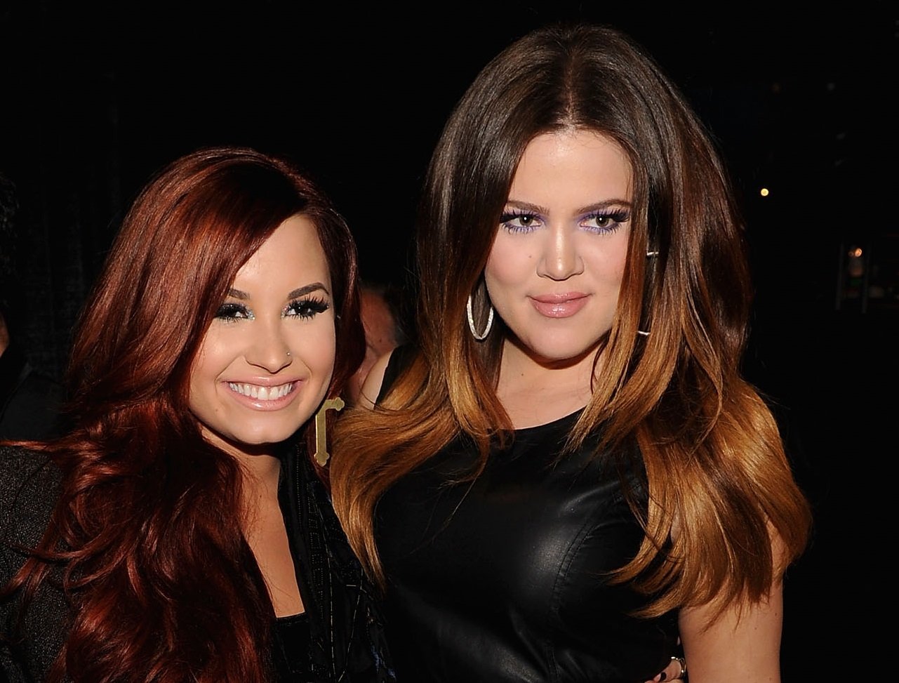 (L-R) Demi Lovato and Khloe Kardashian pose backstage at Z100's Jingle Ball 2011, presented by Aeropostale, at Madison Square Garden on December 9, 2011 in New York City. 