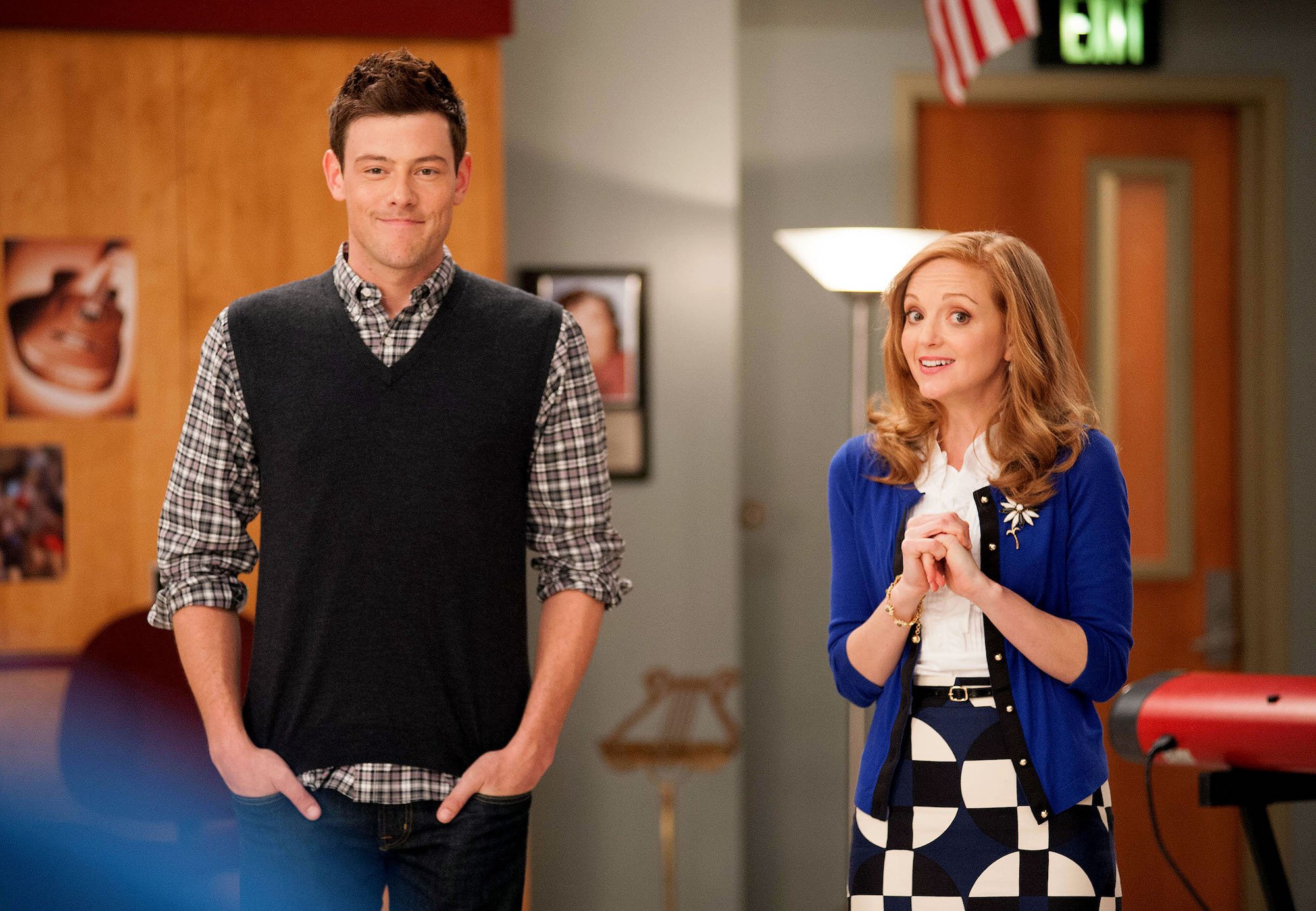 Cory Monteith as 'Finn' and Jayma Mays as 'Emma' on Season Four of 'GLEE.'