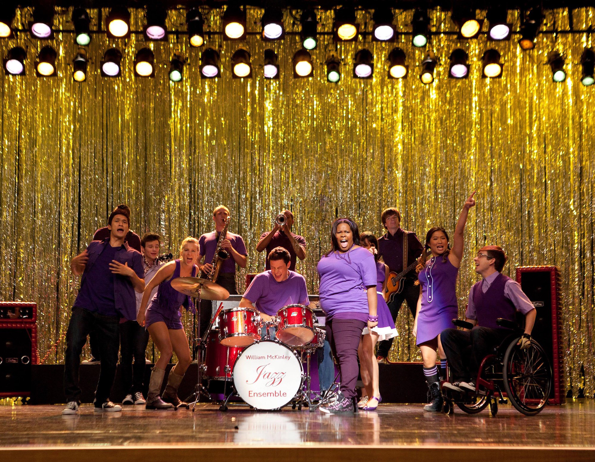 The New Directions of 'Glee' in the Season 3 premiere episode, "The Purple Piano Project"