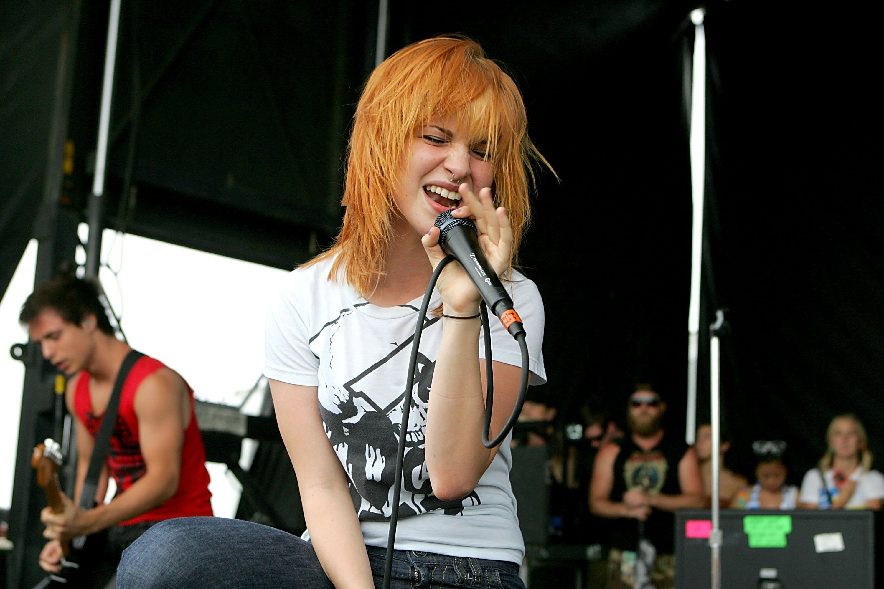 Hayley Williams with a microphone