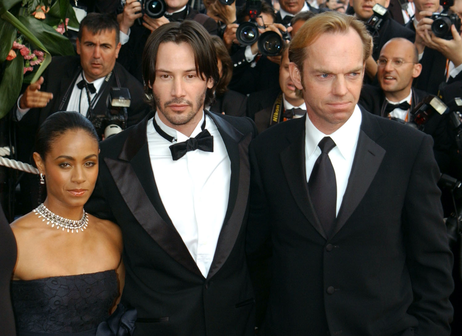 Jada Pinkett Smith, Keanu Reeves, and Hugo Weaving at 2003 Cannes Film Festival 'The Matrix Reloaded' Premiere
