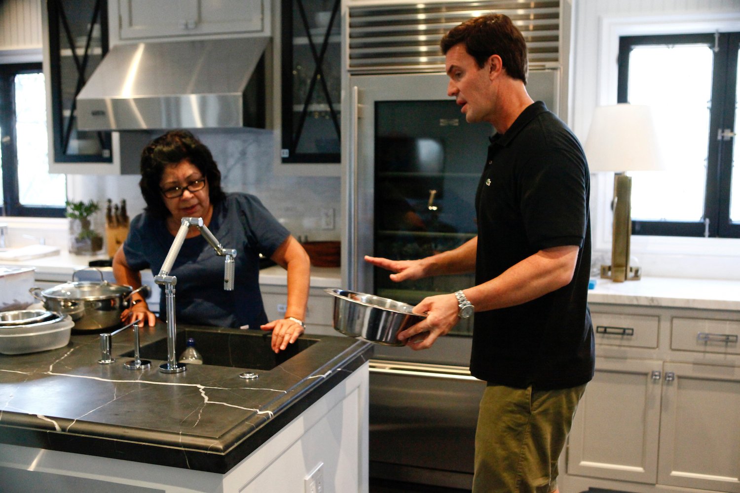 Jeff Lewis in kitchen with Zoila