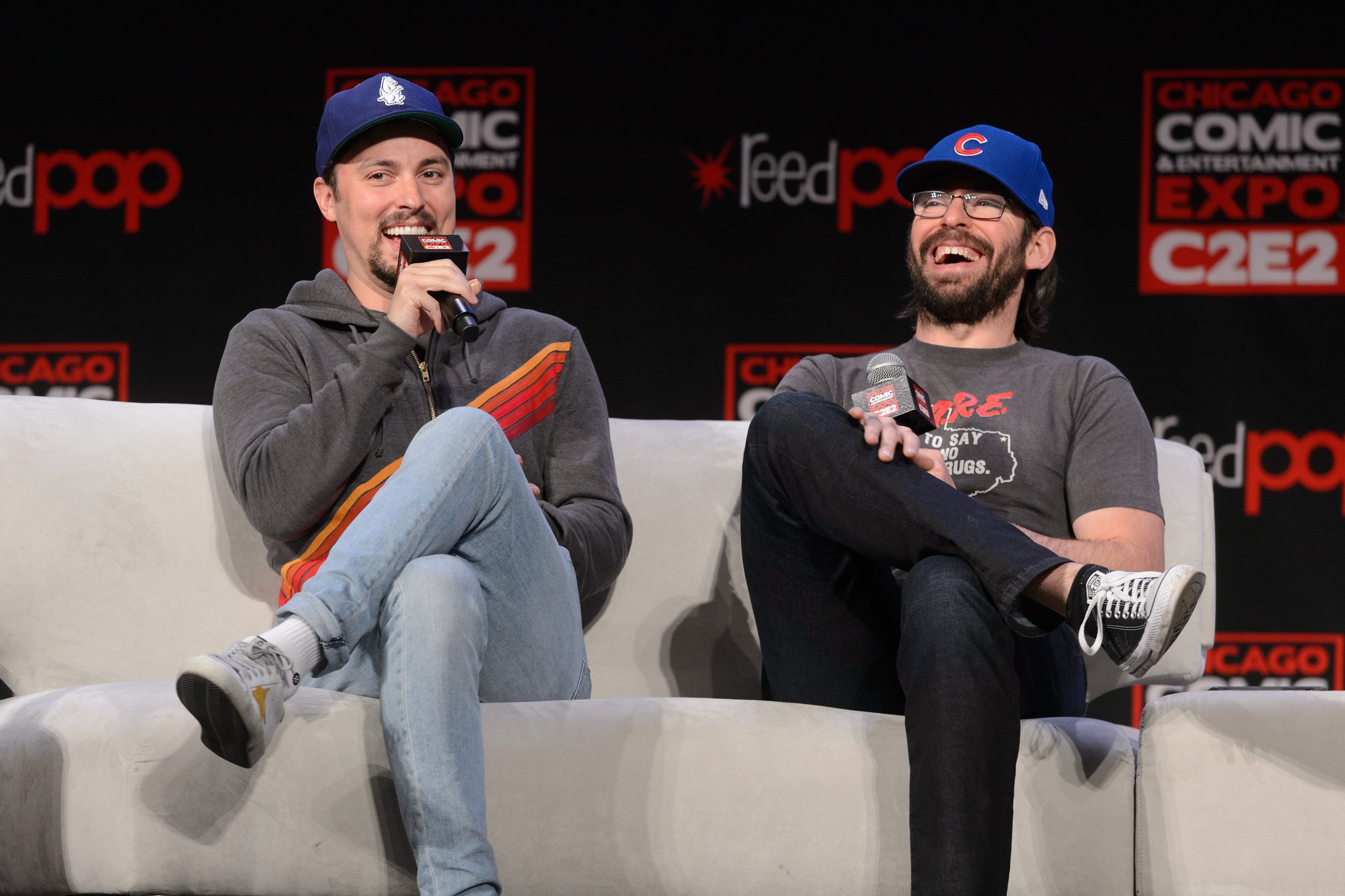 John Francis Daley  and Martin Starr attend C2E2 Chicago Comic and Entertainment Expo on March 23, 2019 in Chicago, Illinois. 