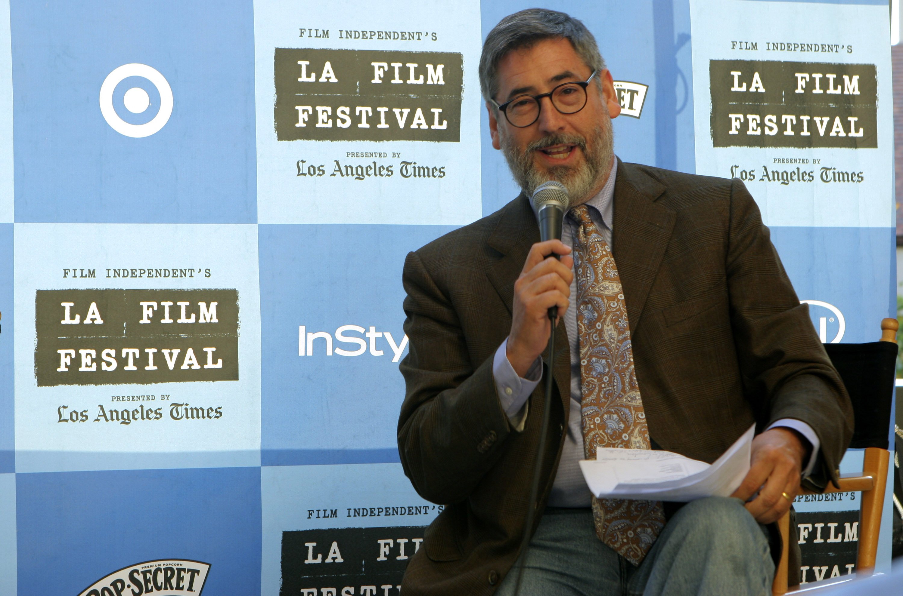 John Landis with a microphone