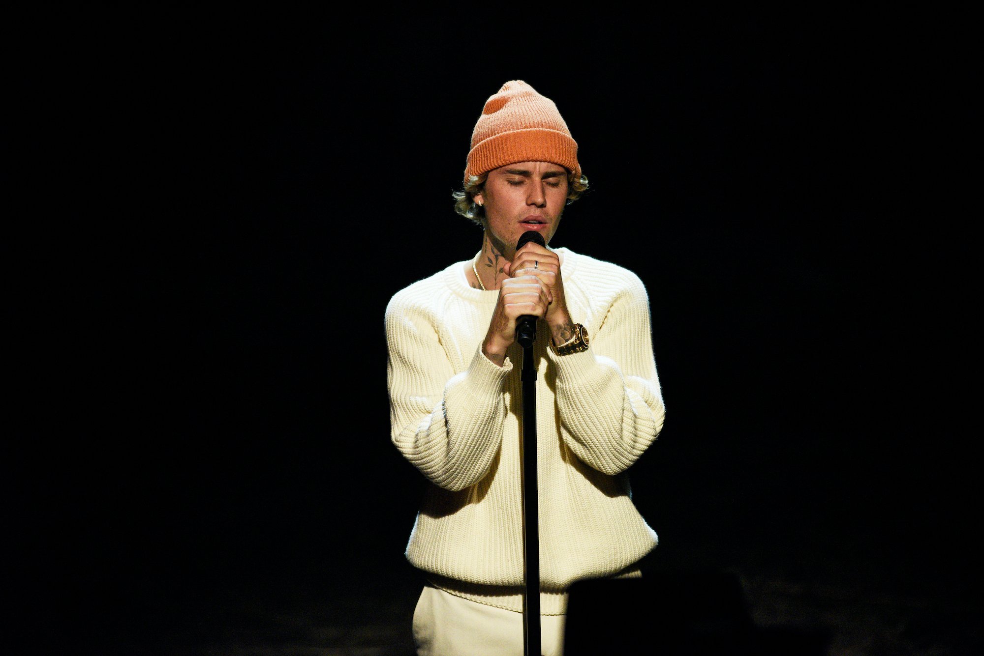 Justin Bieber performs on stage