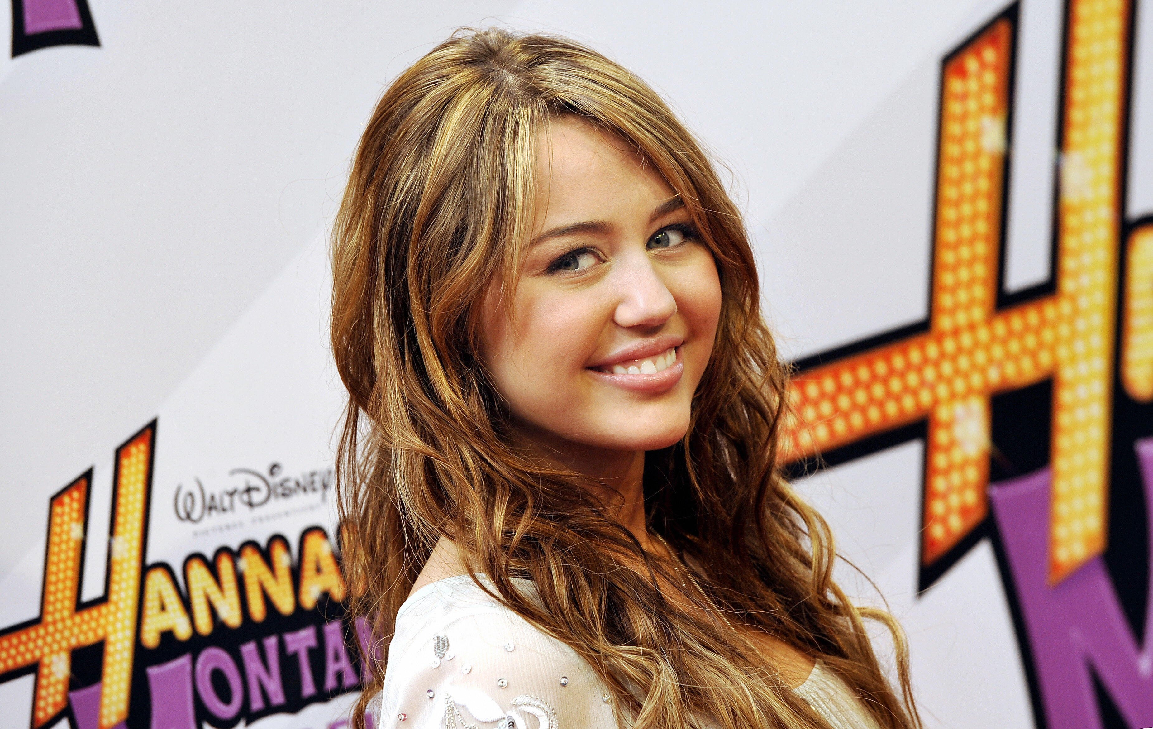 Miley Cyrus on the red carpet for the film 'Hannah Montana - The Movie' on April 25, 2009.