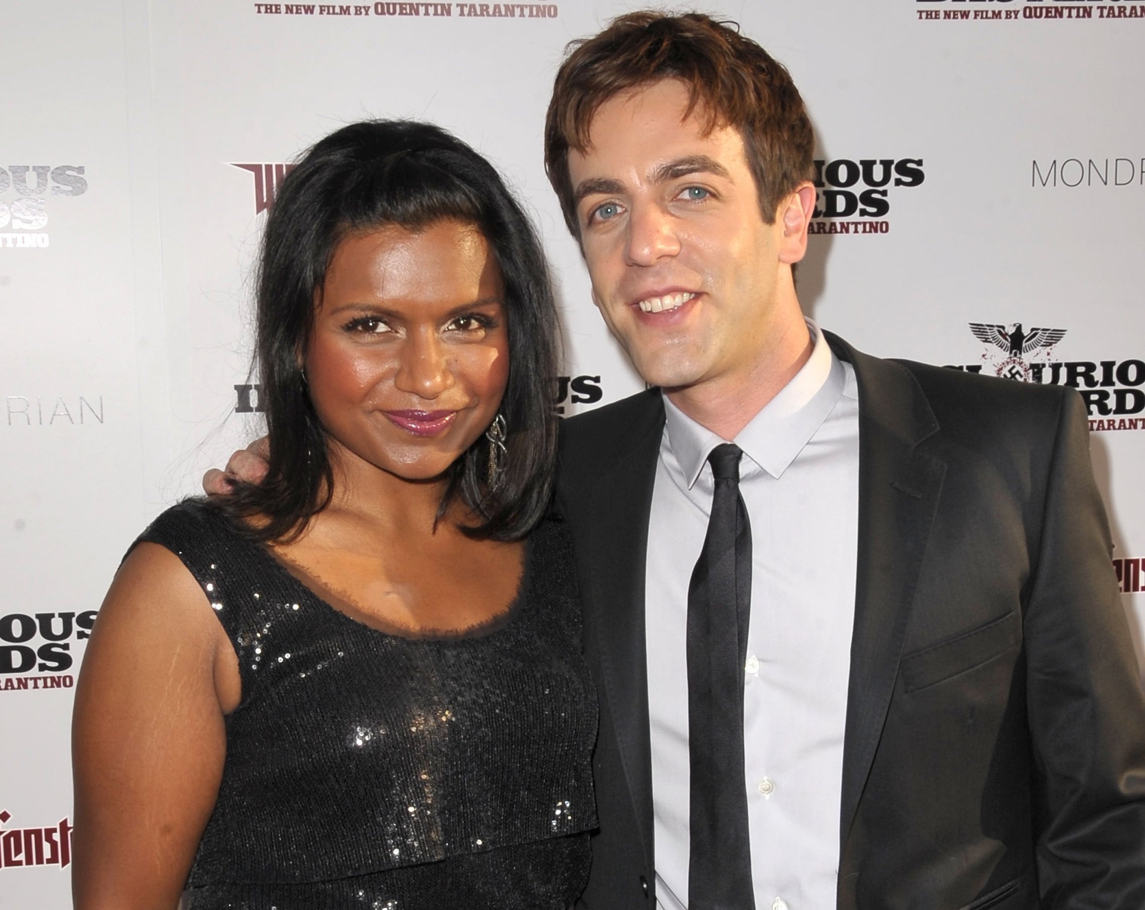 Mindy Kaling and B.J. Novak arrive at the 'Inglourious Basterds' premiere on August 10, 2009