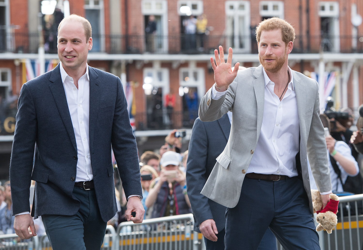 Prince Harry and Prince William meet the public in Windsor on the eve of the wedding at Windsor Castle on May 18, 2018