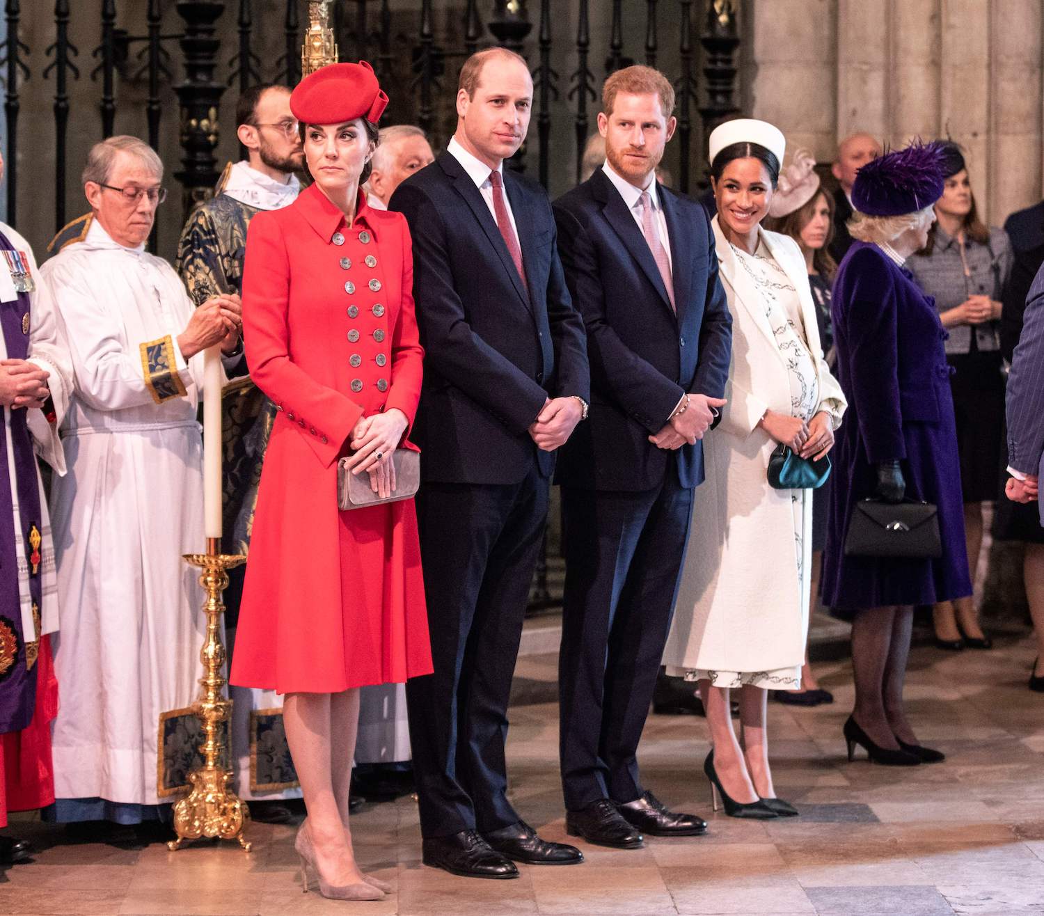 Kate Middleton, Prince William, Prince Harry, and Meghan Markle attend the Commonwealth Day service at Westminster Abbey in London on March 11, 2019