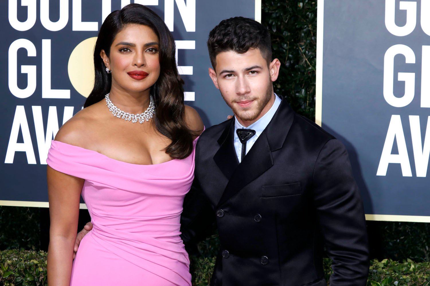 Priyanka Chopra and Nick Jonas on the red carpet of the 77th Annual Golden Globe Awards January 05, 2020