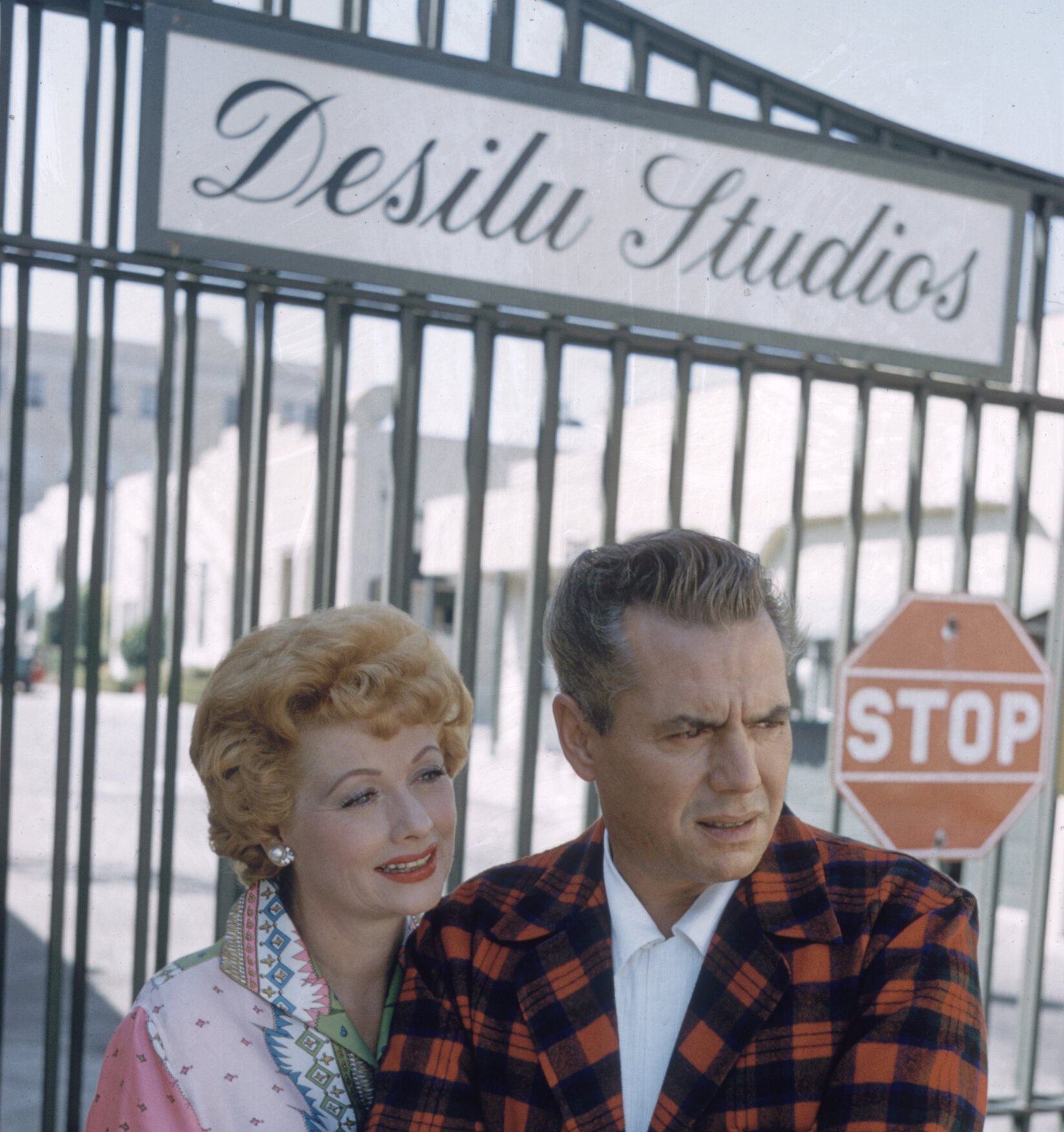 Lucille Ball and Desi Arnaz outside Desilu Studios