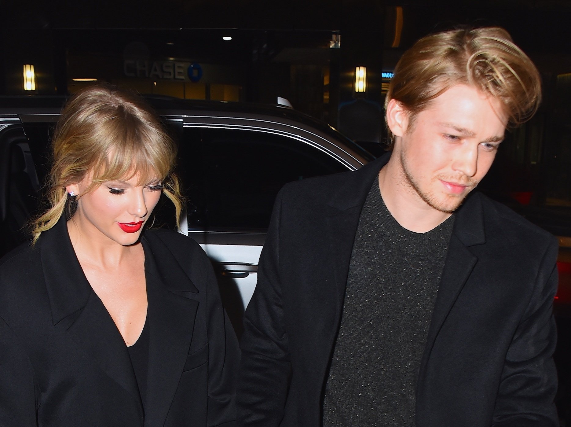 Taylor Swift and Joe Alwyn are seen at Zuma restaurant on October 6, 2019 in New York City.