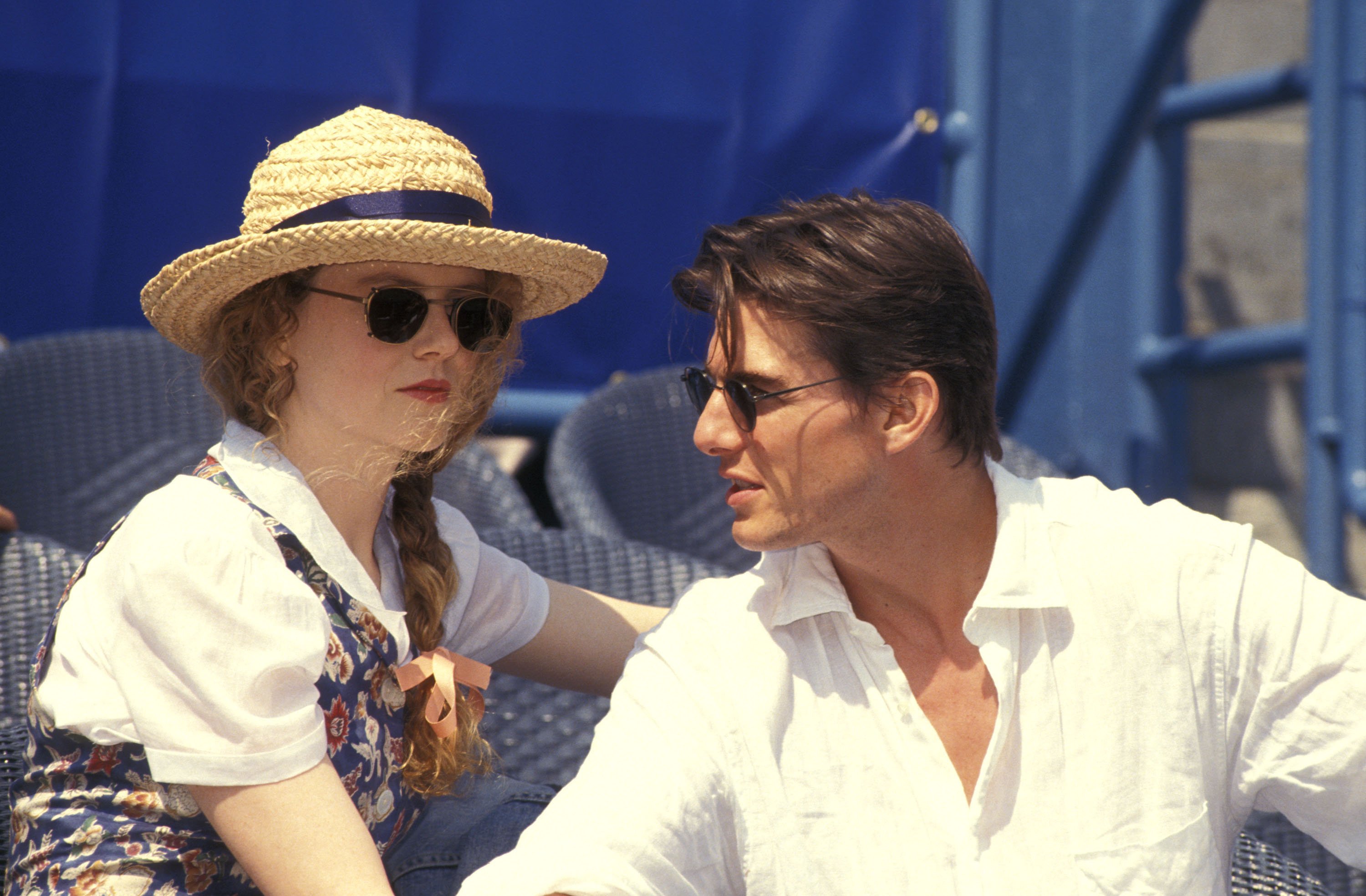 Nicole Kidman and Tom Cruise attend the 1993 U.S. Open Tennis