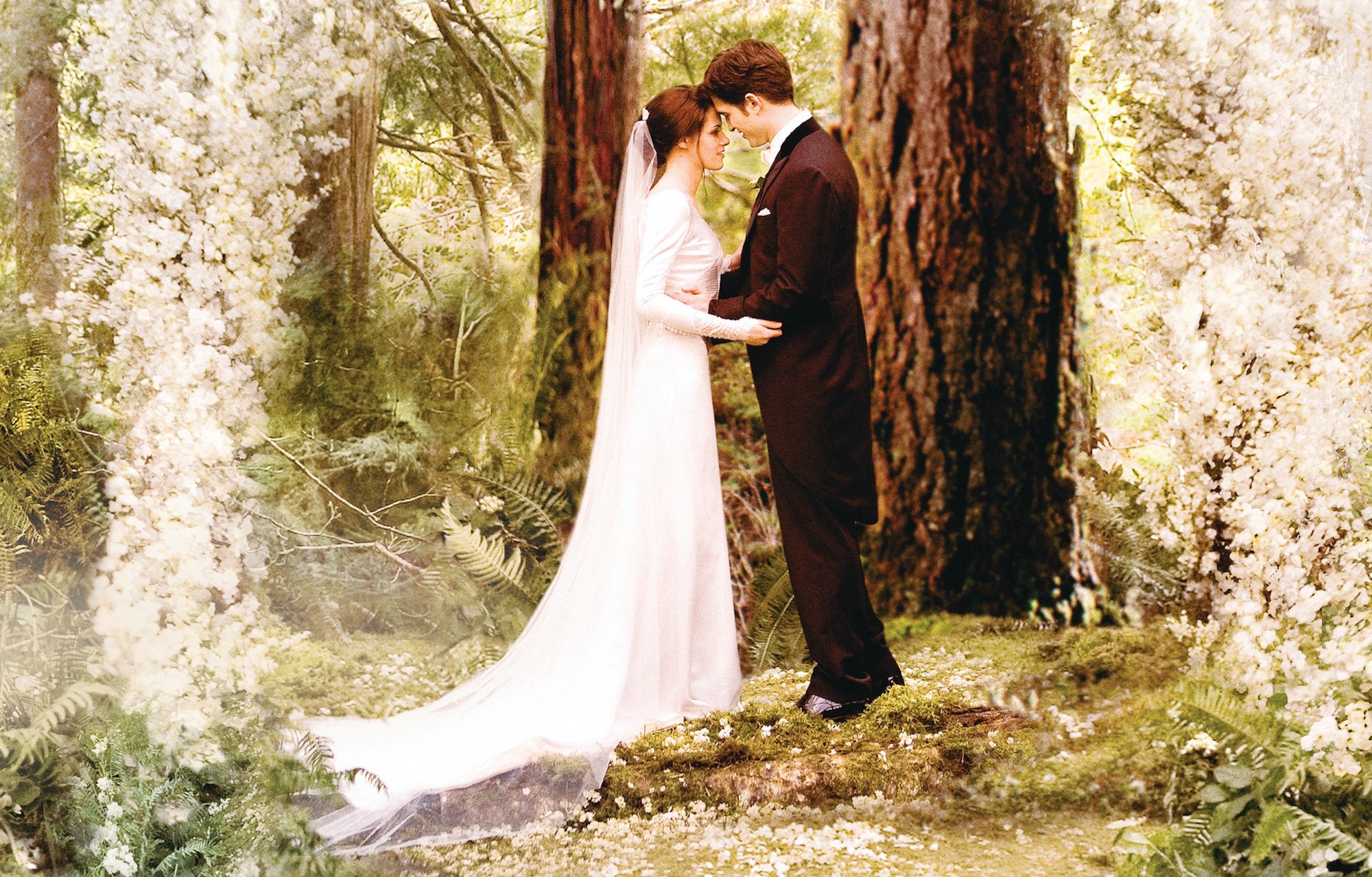 Bella (Kristen Stewart) and Edward (Robert Pattinson) during their wedding vows in 'Breaking Dawn Part 1.'