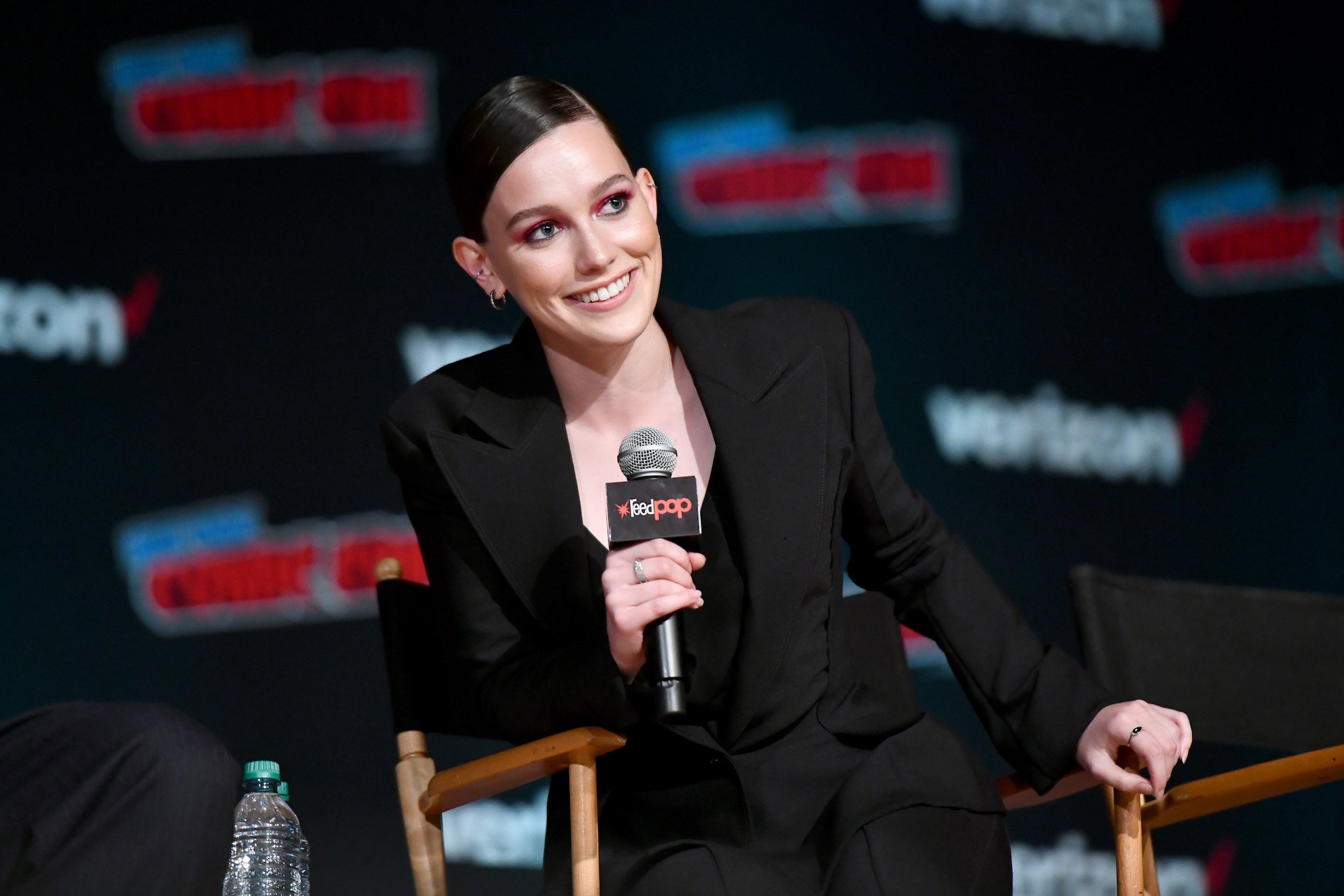 Victoria Pedretti at the Netflix & Chills panel during New York Comic Con 2018 on Oct. 5, 2018.