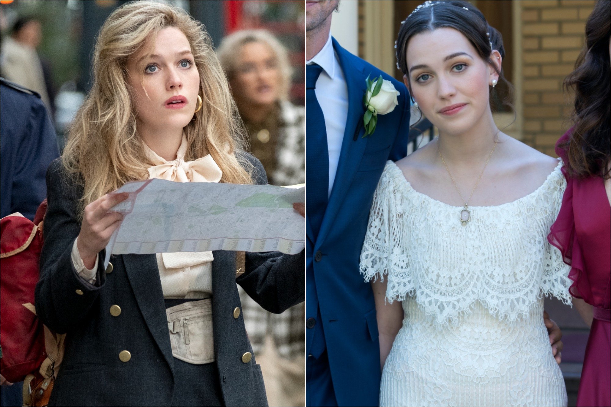 (L) Victoria Pedretti as Dani in ‘THE HAUNTING OF BLY MANOR’ / (R) Pedretti as Nell in ‘THE HAUNTING OF HILL HOUSE’