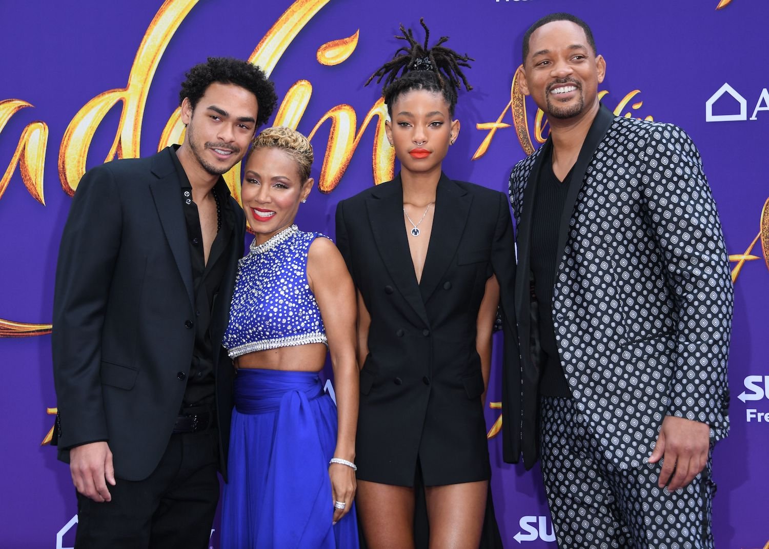 Trey Smith, Jada Pinkett Smith, Willow Smith, and Will Smith attend the World Premiere of Disneys Aladdin