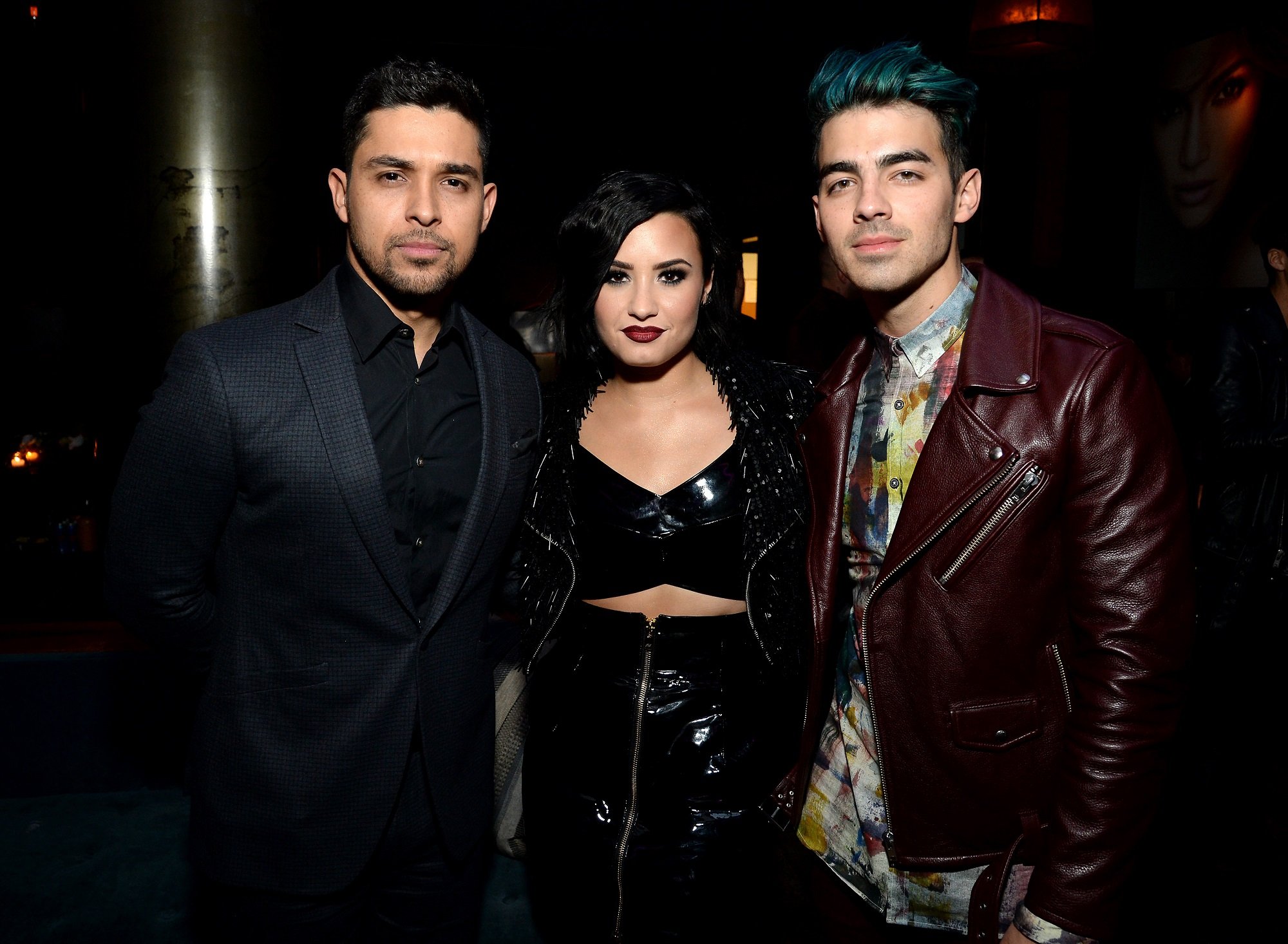 Wilmer Valderrama, Demi Lovato and Joe Jonas on November 22, 2015 in West Hollywood, California.