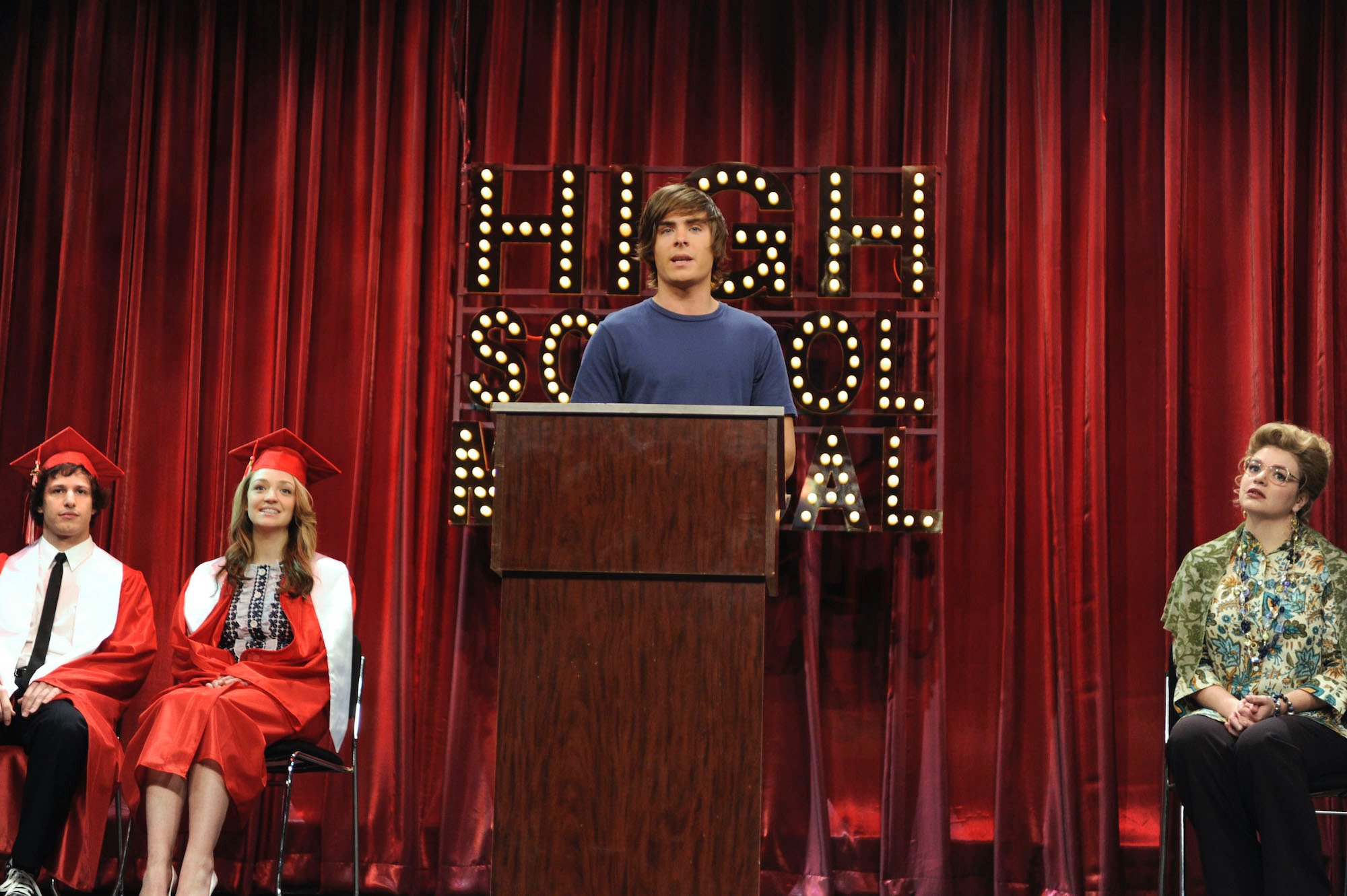 Zac Efron as Troy Bolton on an episode of 'Saturday Night Live,' which he hosted on April 11, 2009.