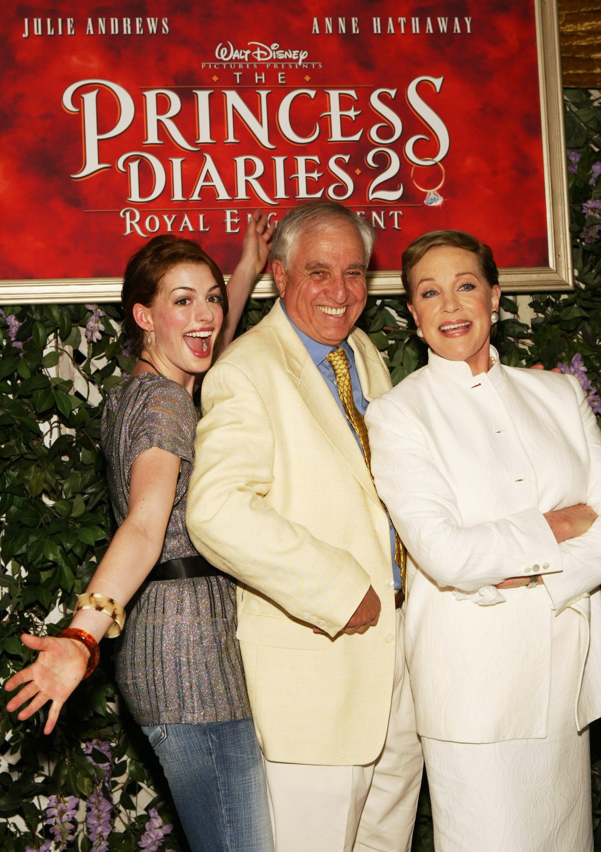 Anne Hathaway, Garry Marshall, and Julie Andrews at the premiere of 'The Princess Diaries 2: Royal Engagement'