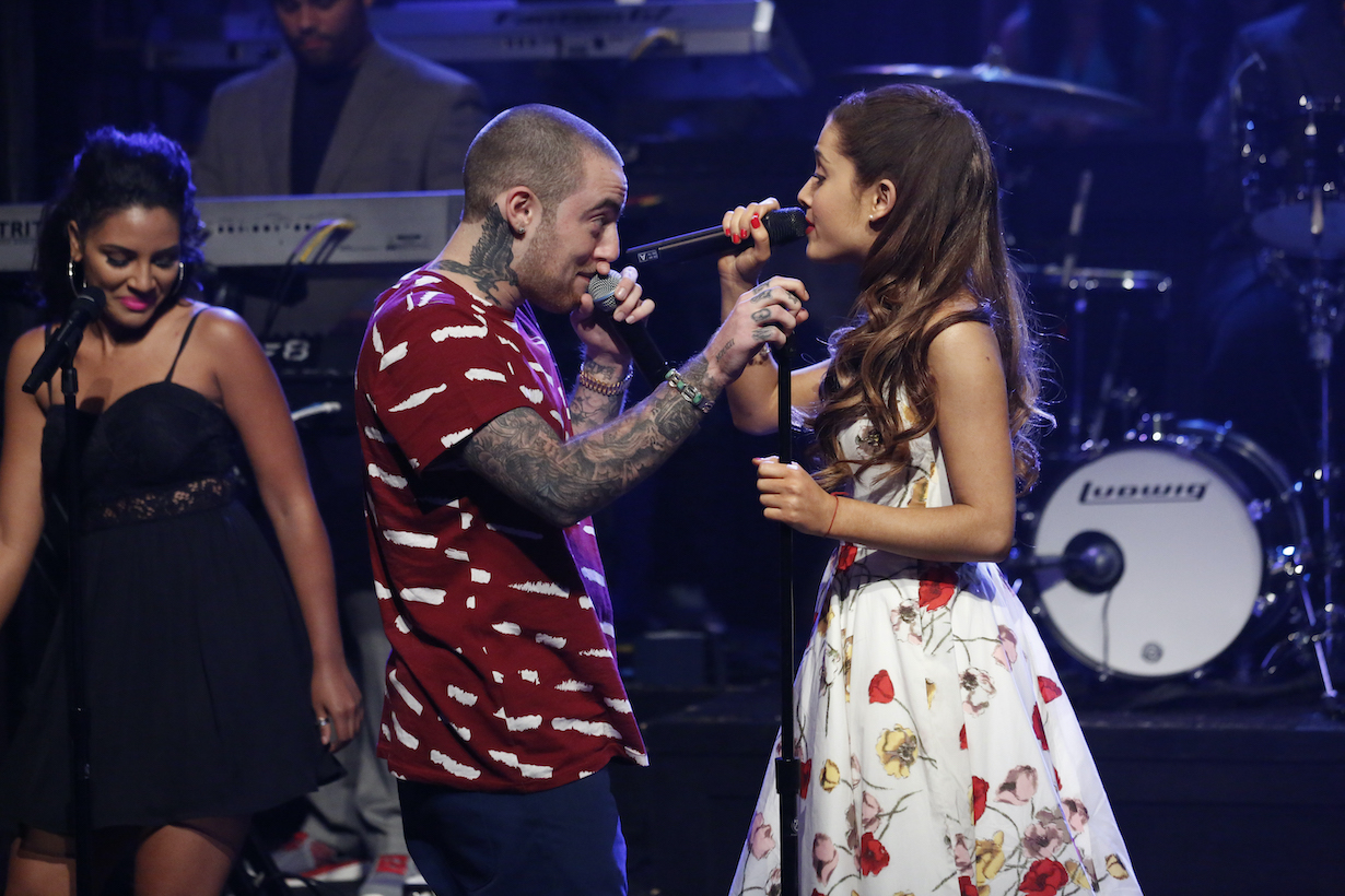 Ariana Grande and Mac Miller performing on Late Night with Jimmy Fallon