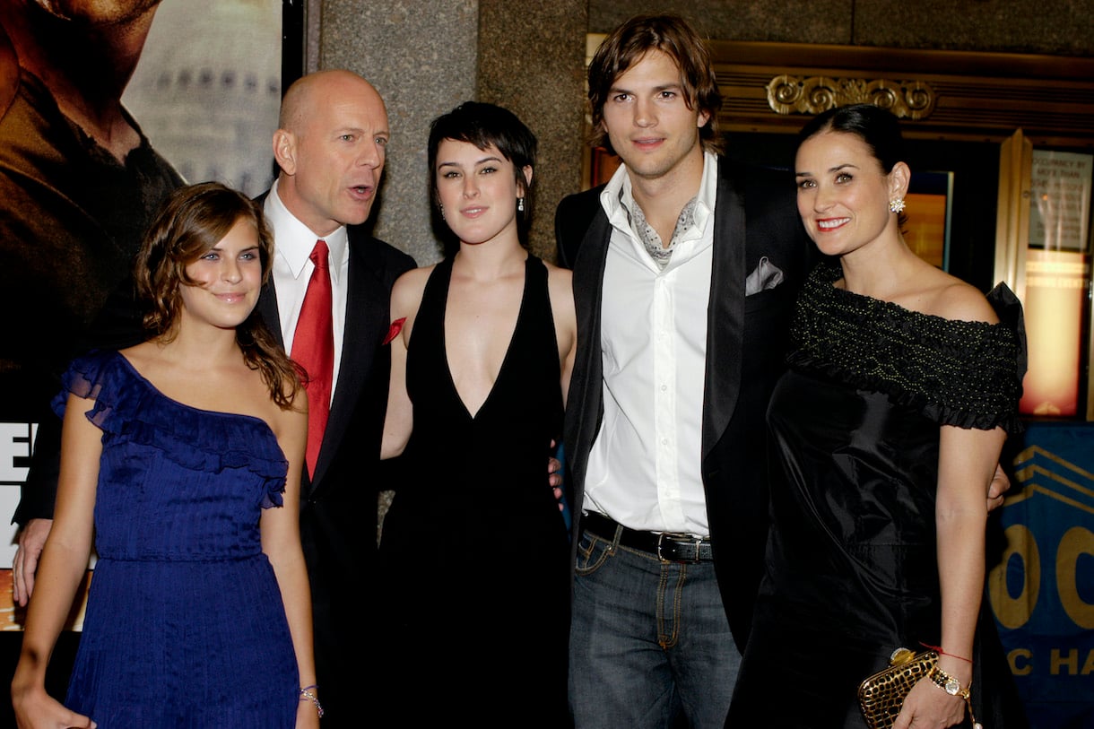 Tallulah Willis, Bruce Willis, Rumer Willis, Ashton Kutcher and Demi Moore