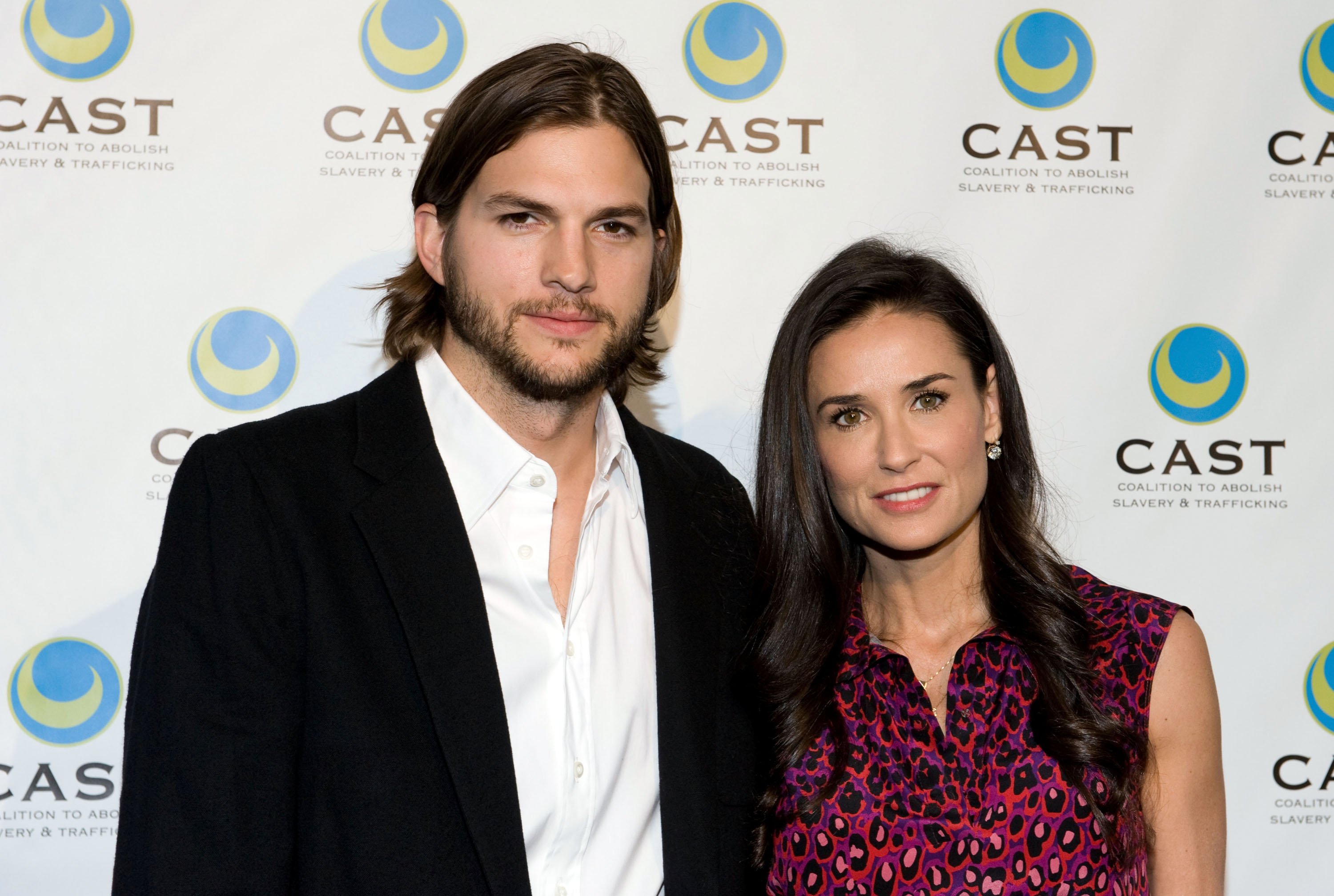 Actor Ashton Kutcher (L) and actress Demi Moore arrive at the Coalition to Abolish Slavery & Trafficking's 13th Annual Gala at the Skirball Cultural Center on May 12, 2011 in Los Angeles, California.