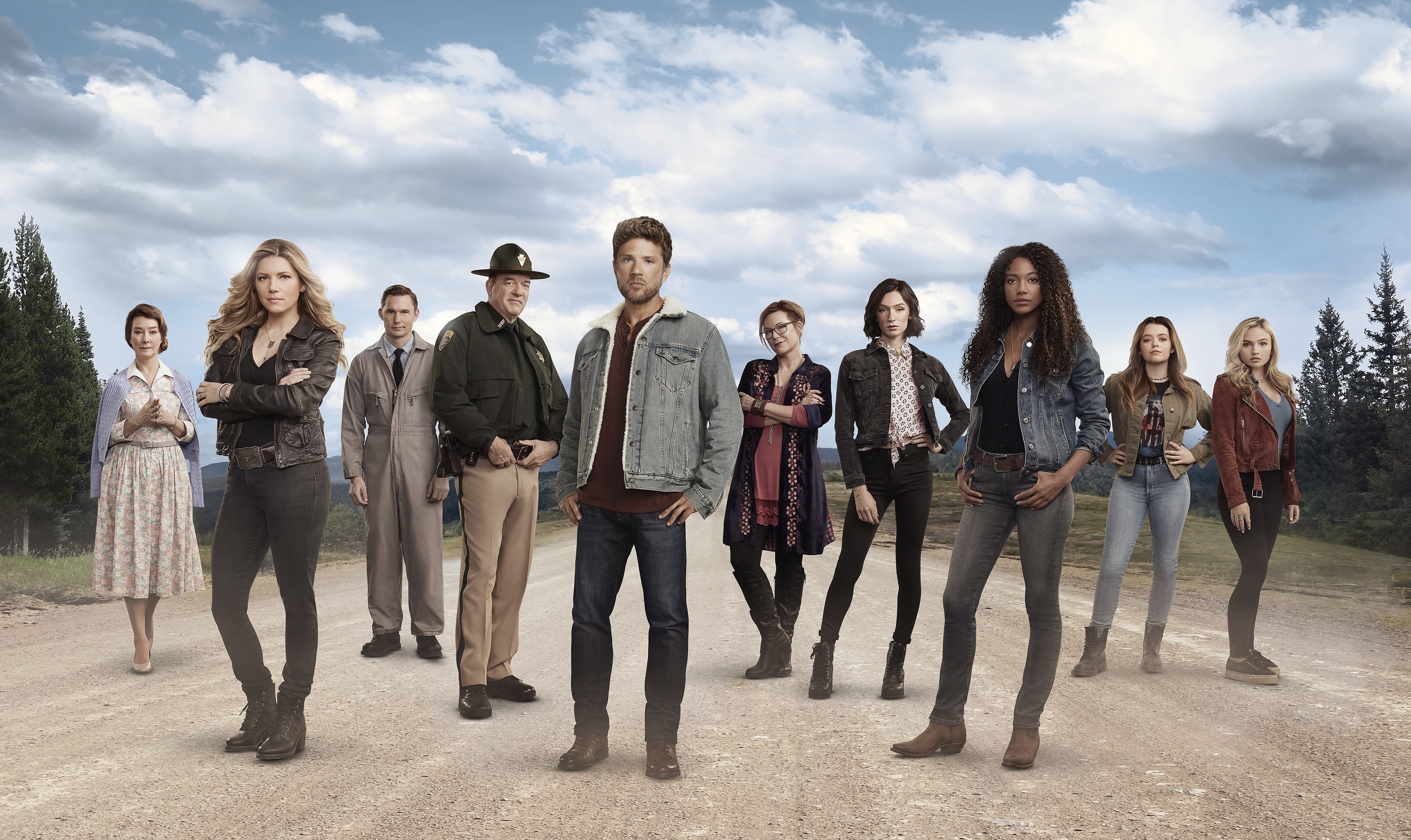 ABC's 'Big Sky' stars Valerie Mahaffey, Katheryn Winnick, Brian Geraghty, John Carroll Lynch, Ryan Phillippe, Dedee Pfeiffer, Jesse James Keitel, Kylie Bunbury, Jade Pettyjohn, and Natalie Alyn Lind