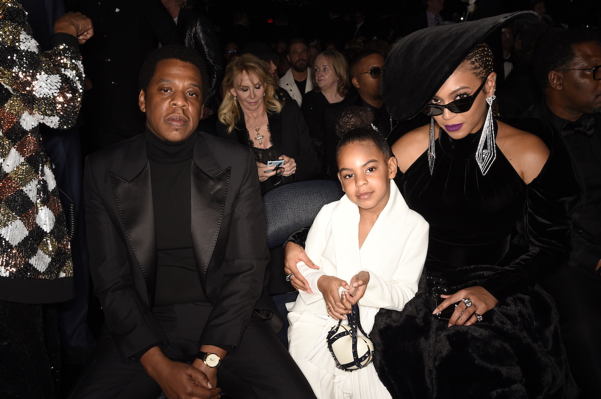 Jay-Z, Blue Ivy and Beyoncé at the 60th Annual Grammy Awards on Sunday, Jan. 28, 2018 | Michele Crowe/CBS via Getty Images
