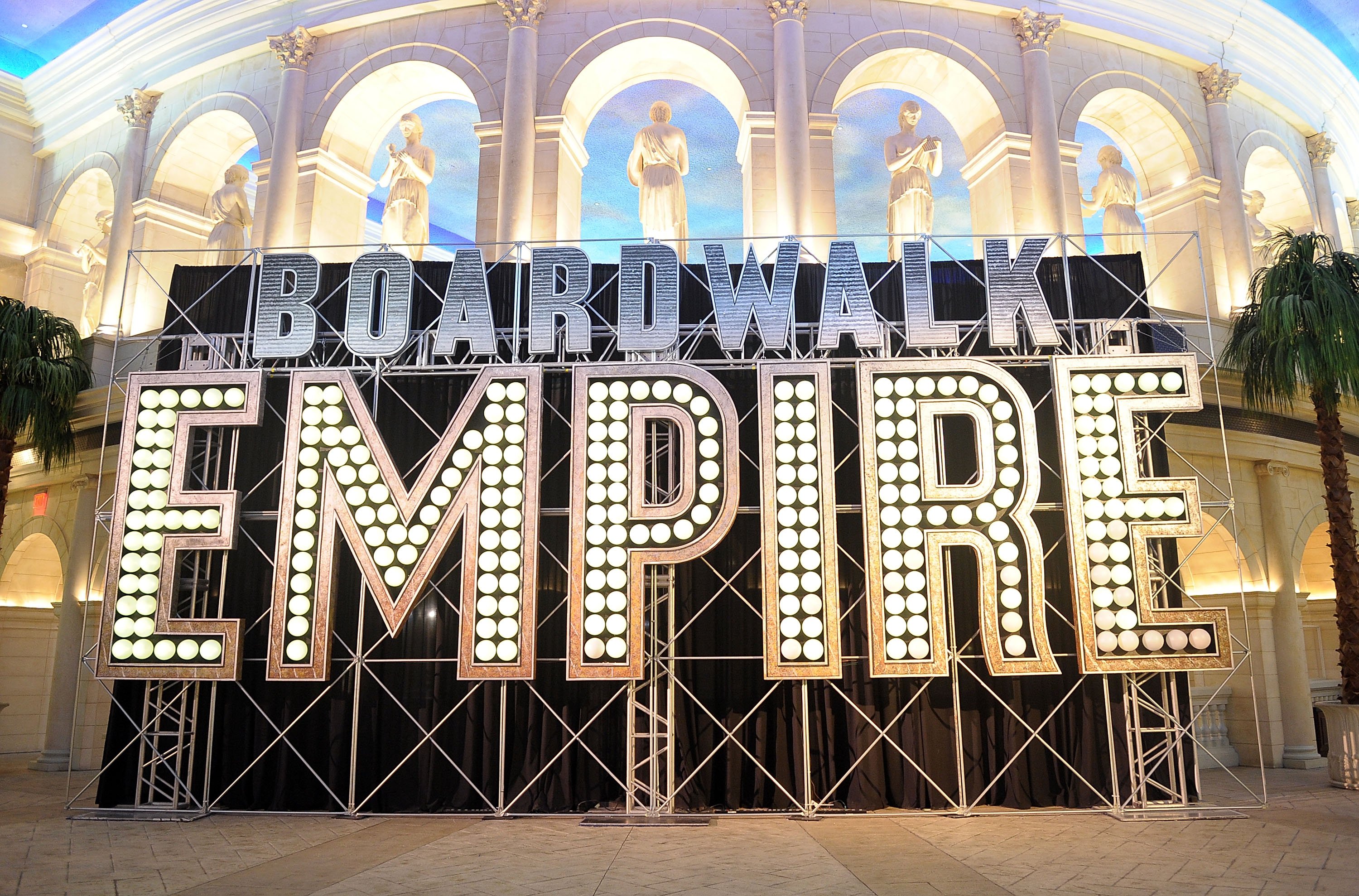 A sign for 'Boardwalk Empire' inside of a Casino