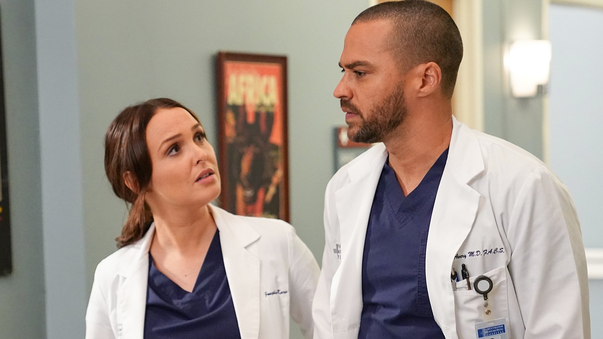 Camilla Luddington as Jo and Jesse Williams as Jackson on 'Grey's Anatomy'