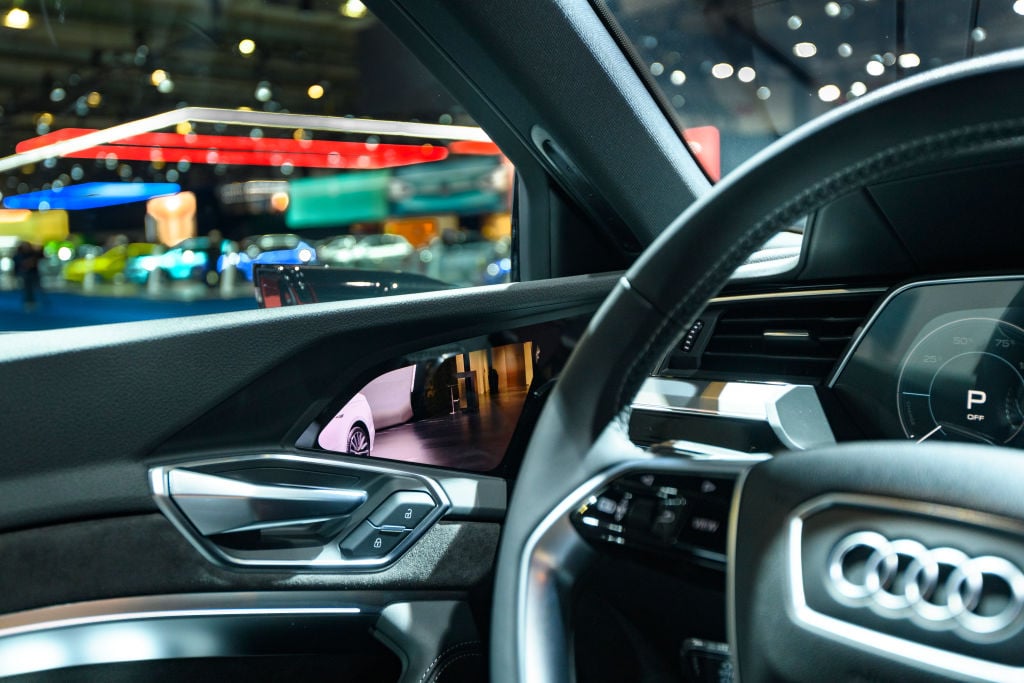 Camera rear view mirror on an Audi e-tron 55 Quattro