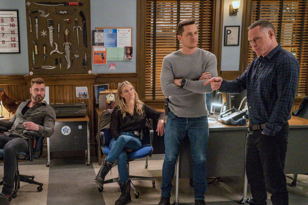 (L-R) Patrick John Flueger as Adam Ruzek, Tracy Spiridakos as Hailey Upton, Jesse Lee Soffer as Jay Halstead, Jason Beghe as Hank Voight on 'Chicago P.D.'